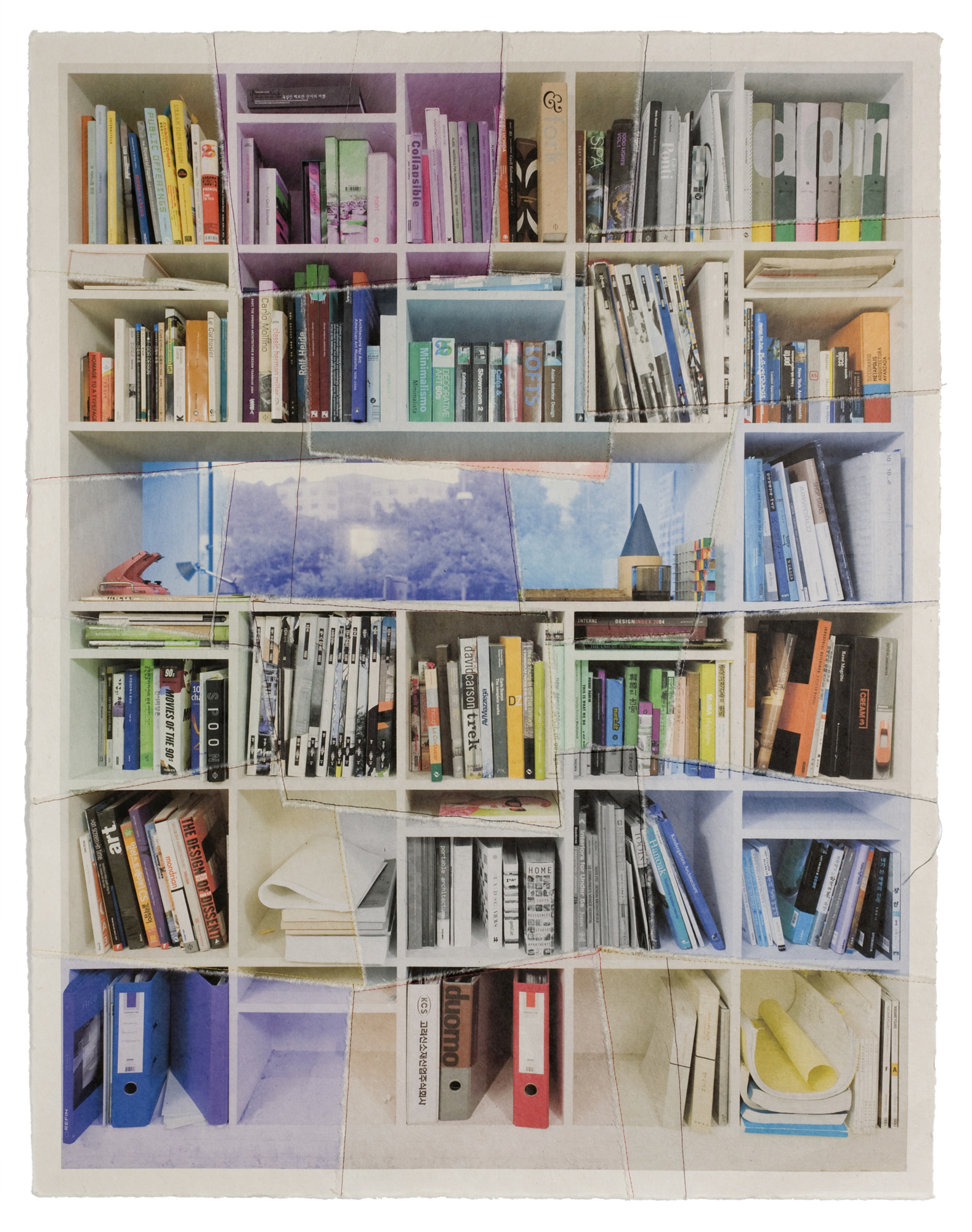 책가도004_프린트된 한지에 손바느질_130cm×102cm_2008