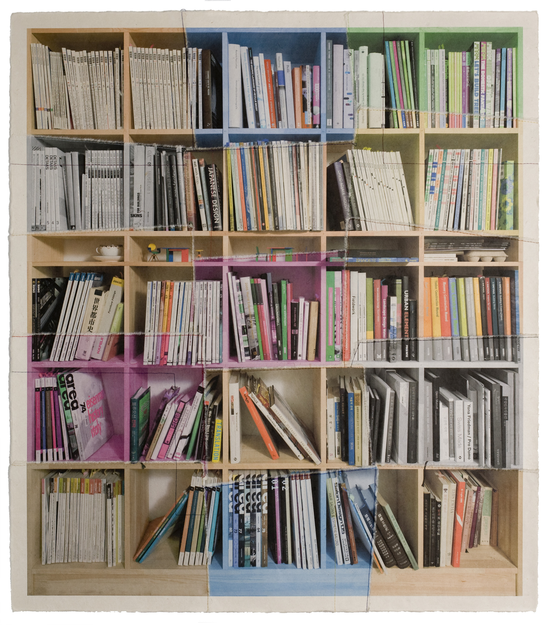 책가도005_프린트된 한지에 손바느질_120cm×106cm_2008