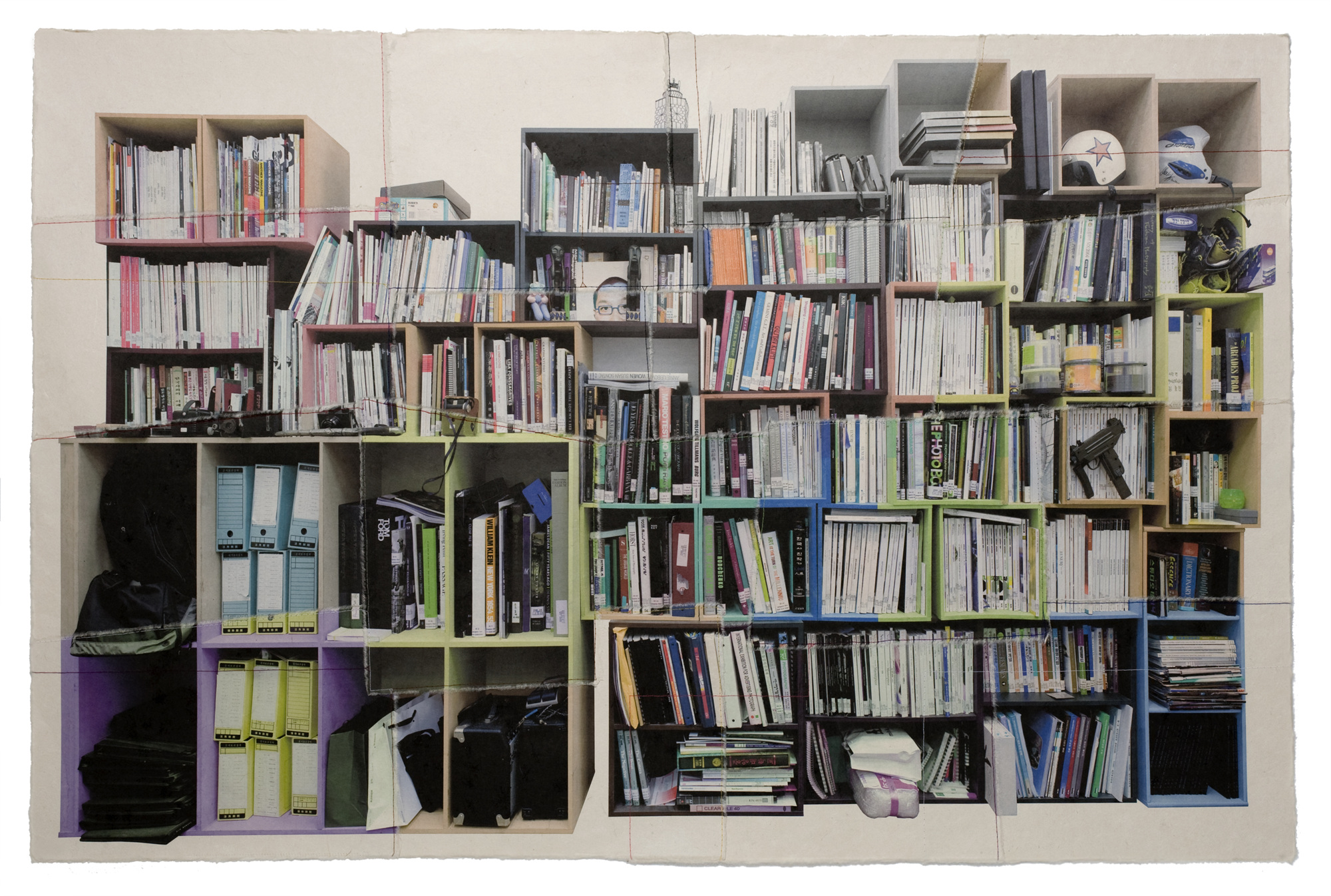 책가도006_프린트된 한지에 손바느질_92cm×140cm_2008