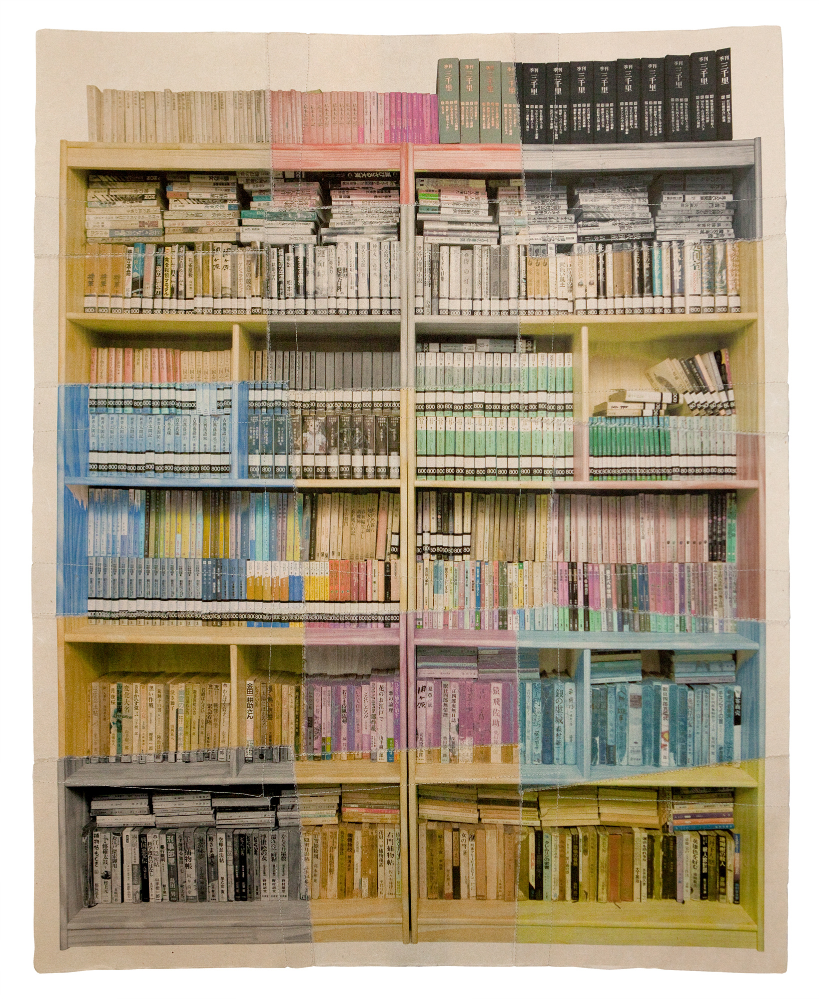 책가도009_프린트된 한지에 손바느질_119cm×99cm_2012