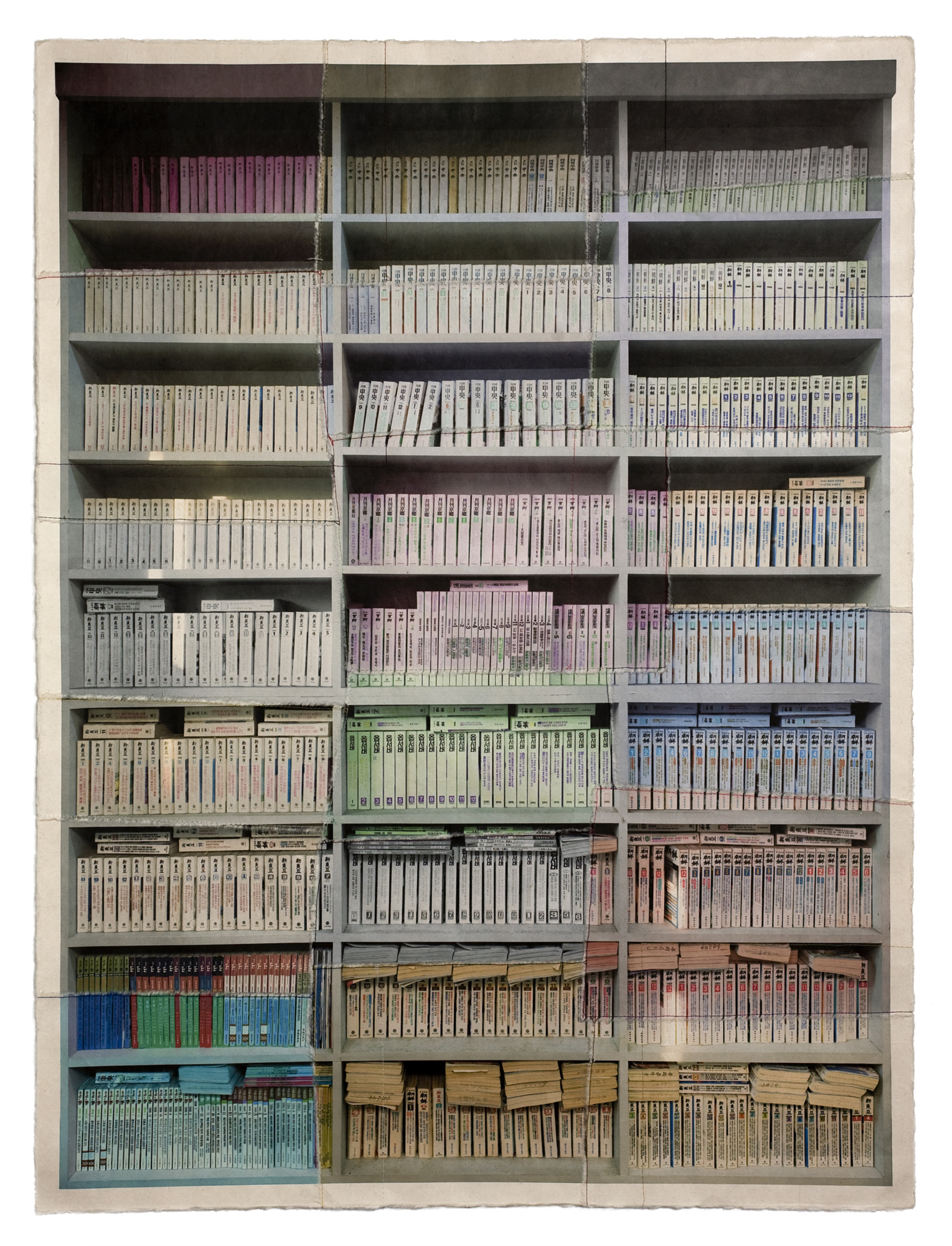 책가도010_프린트된 한지에 손바느질_137cm×103cm_2008