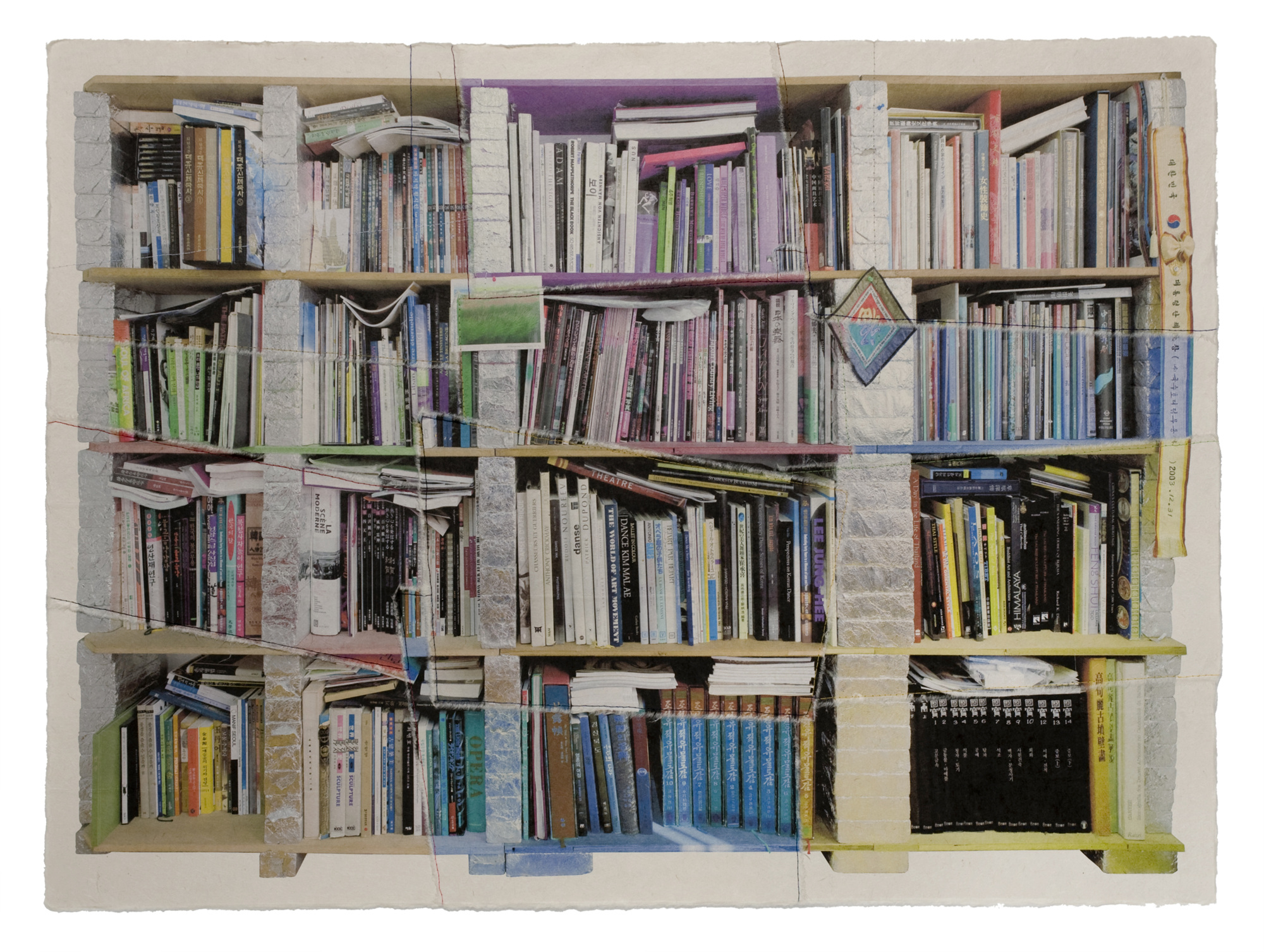 책가도015_프린트된 한지에 손바느질_78cm×105cm_2008