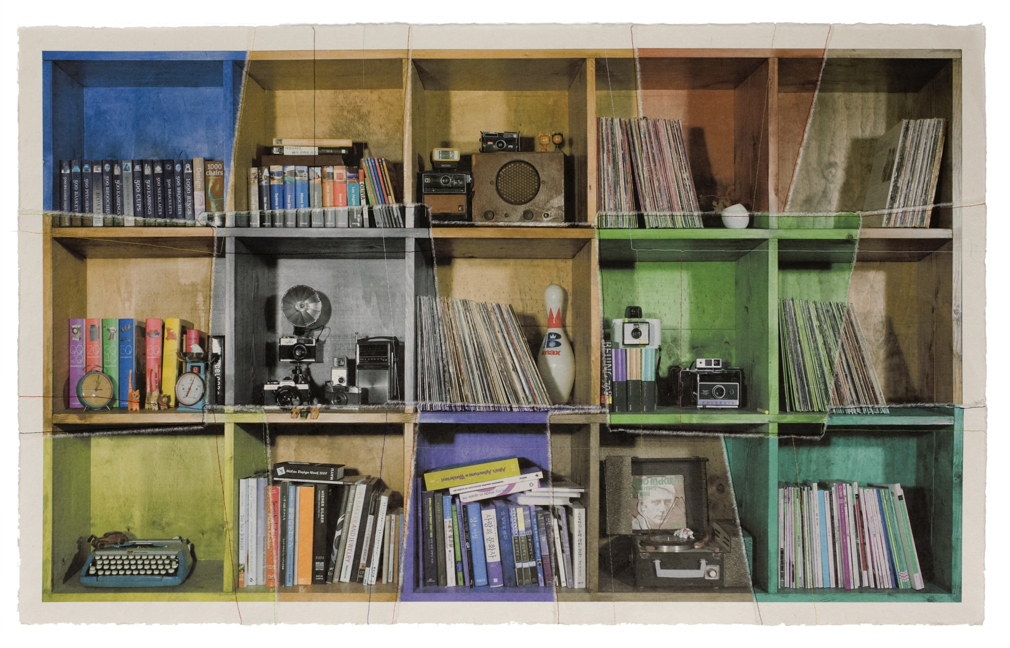 책가도017_프린트된 한지에 손바느질_82cm×131cm_2008