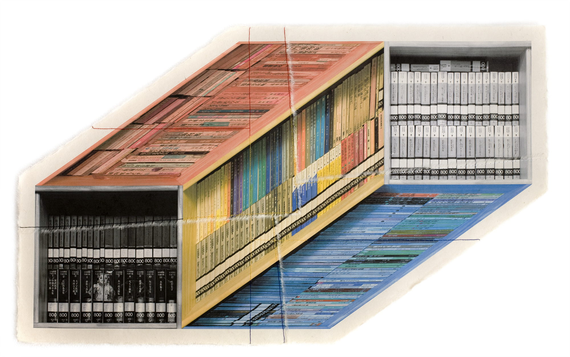 책가도022_프린트된 한지에 손바느질_44cm×70cm_2008