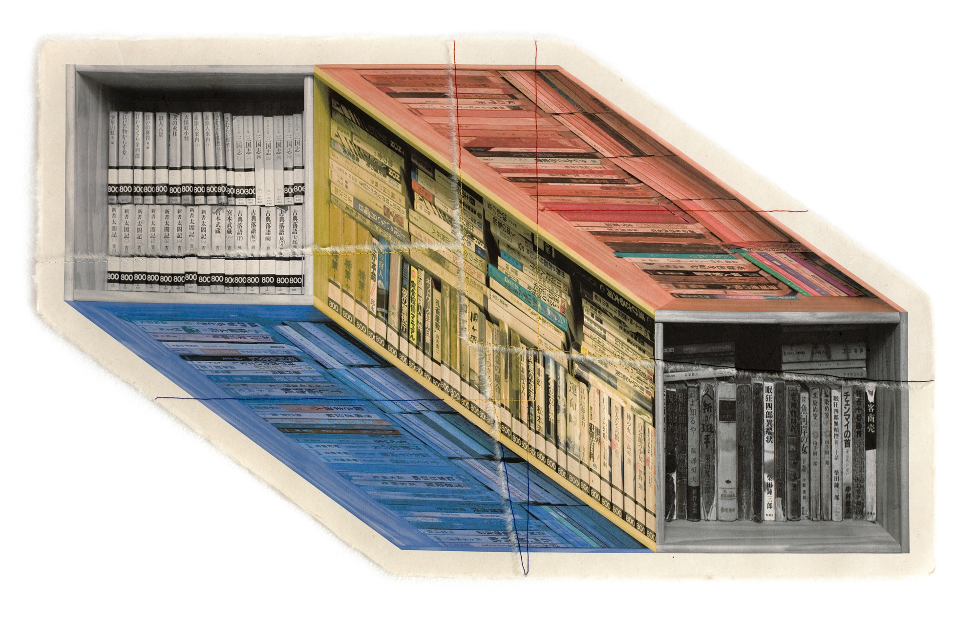 책가도023_프린트된 한지에 손바느질_44cm×70cm_2008