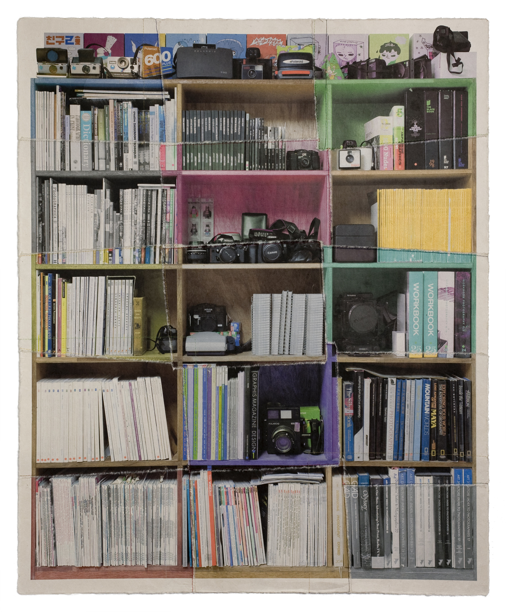 책가도024_프린트된 한지에 손바느질_129cm×105cm_2008