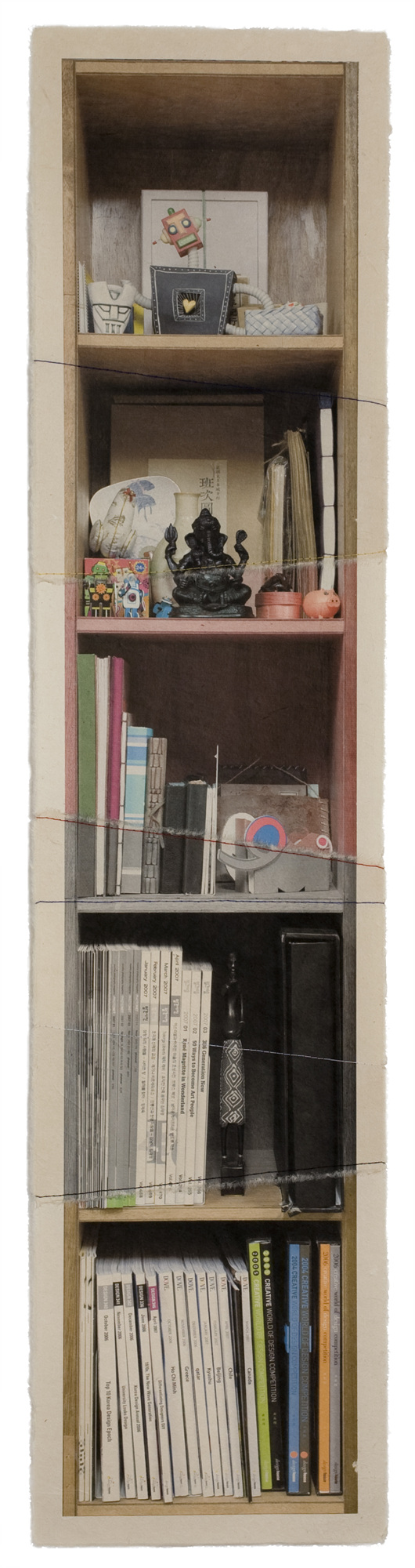 책가도026_프린트된 한지에 손바느질_105cm×25cm_2008