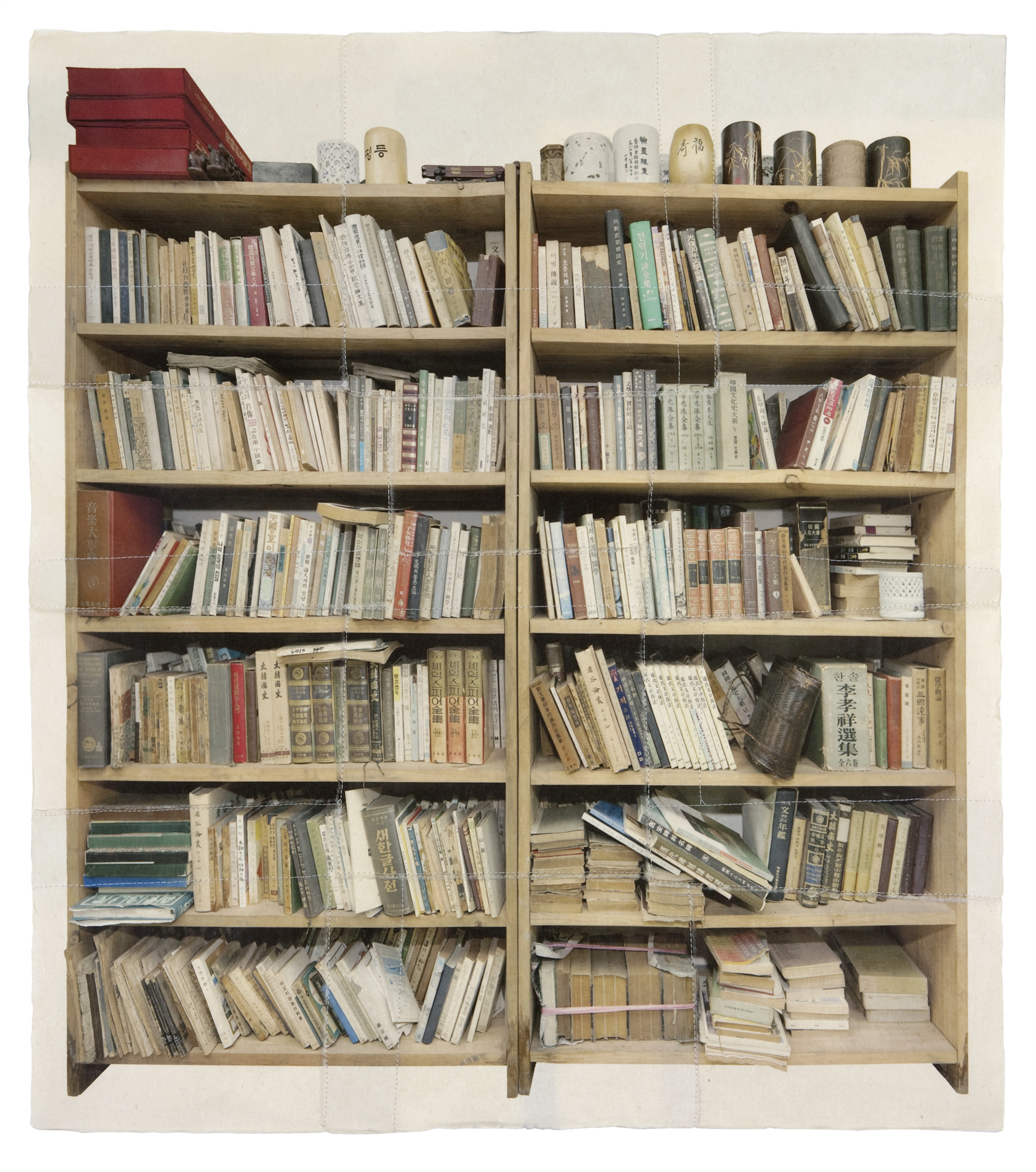 책가도030_프린트된 한지에 손바느질_99cm×87cm_2010