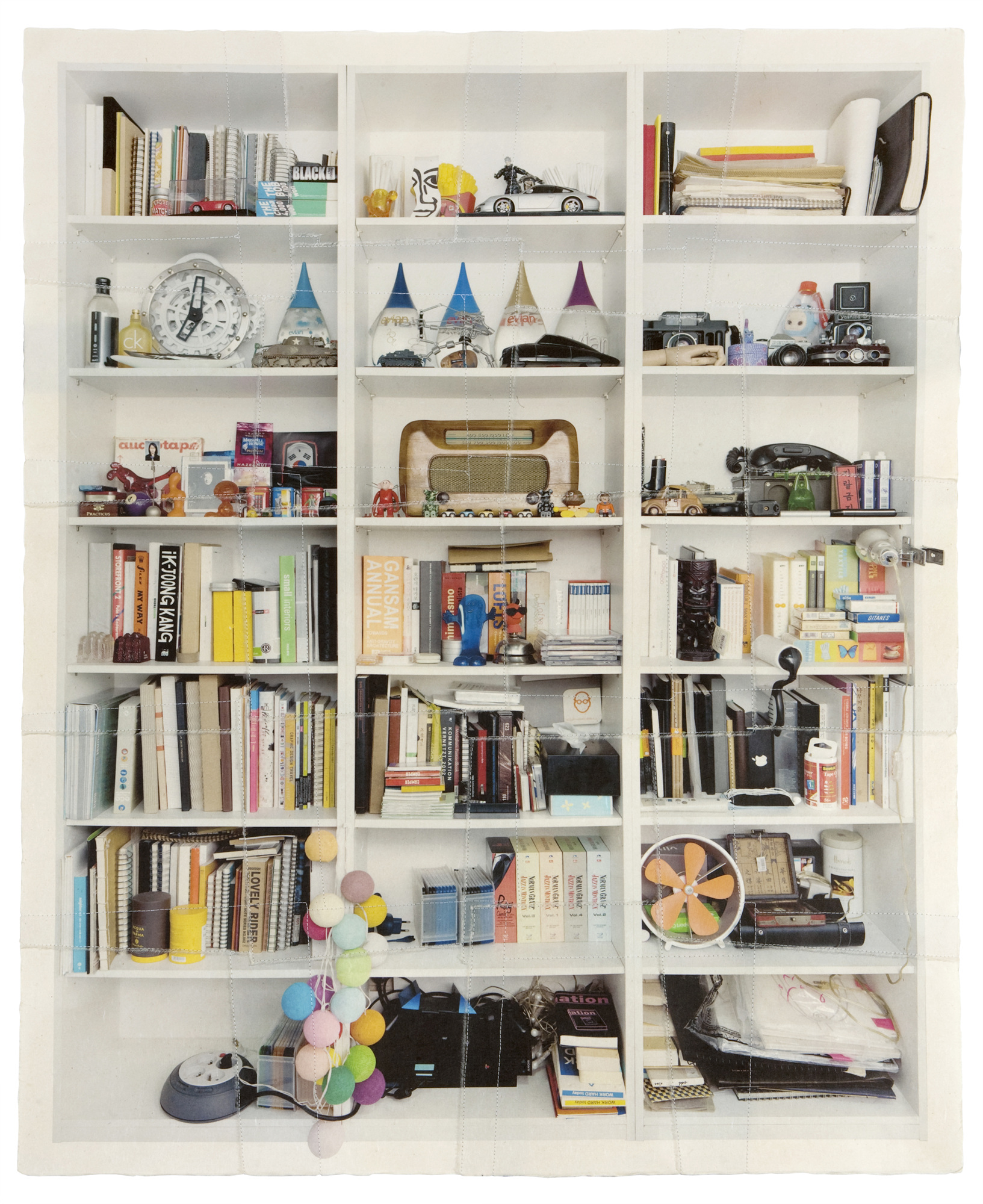 책가도031_프린트된 한지에 손바느질_128cm×100cm_2010