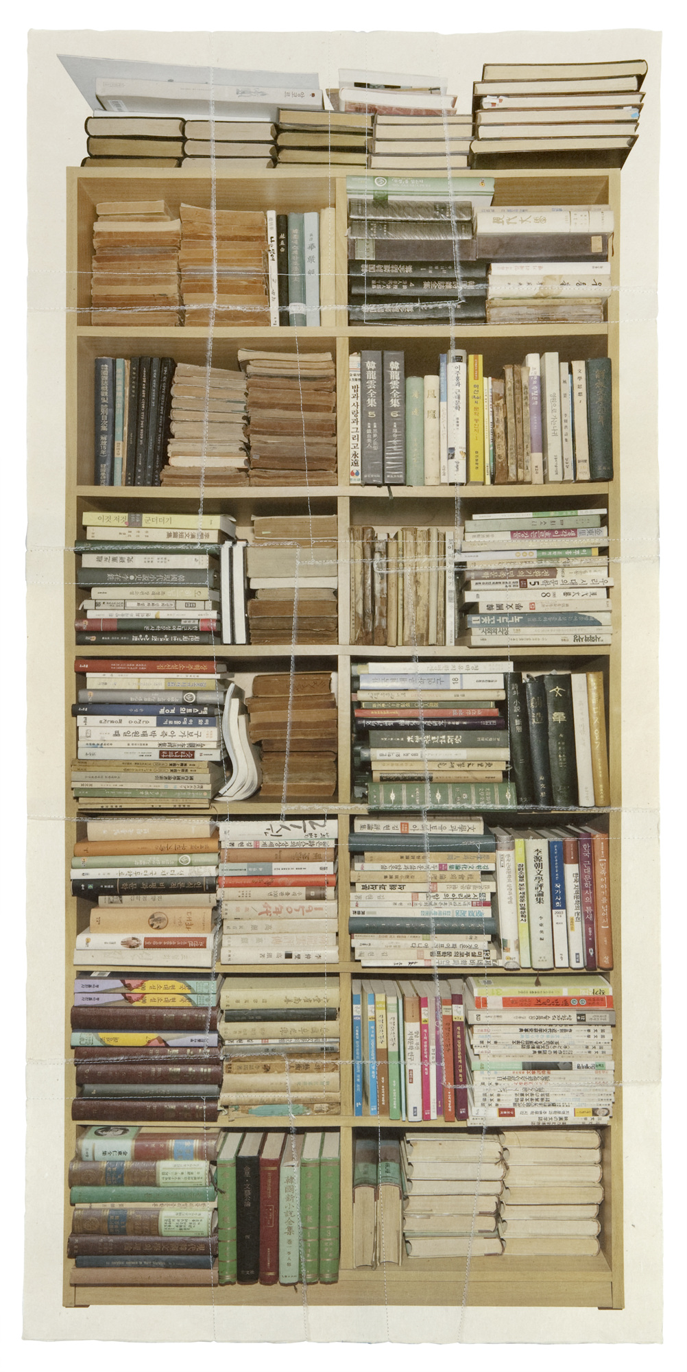 책가도034_프린트된 한지에 손바느질_150cm×69cm_2010