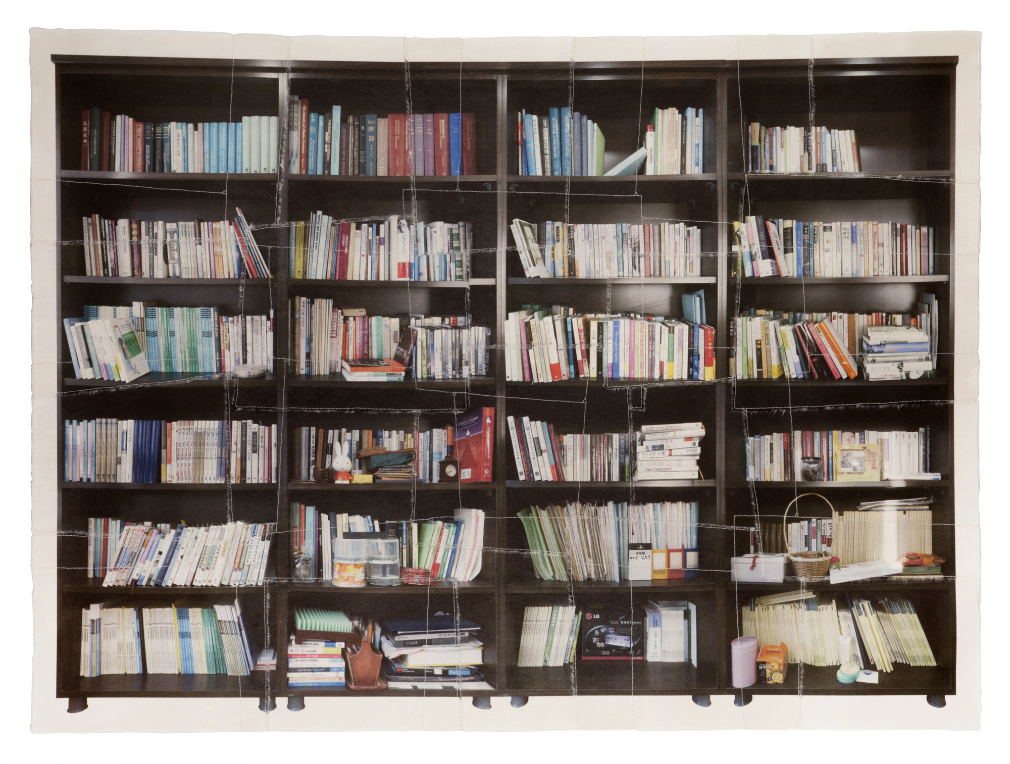 책가도035_프린트된 한지에 손바느질_91cm×122cm_2015