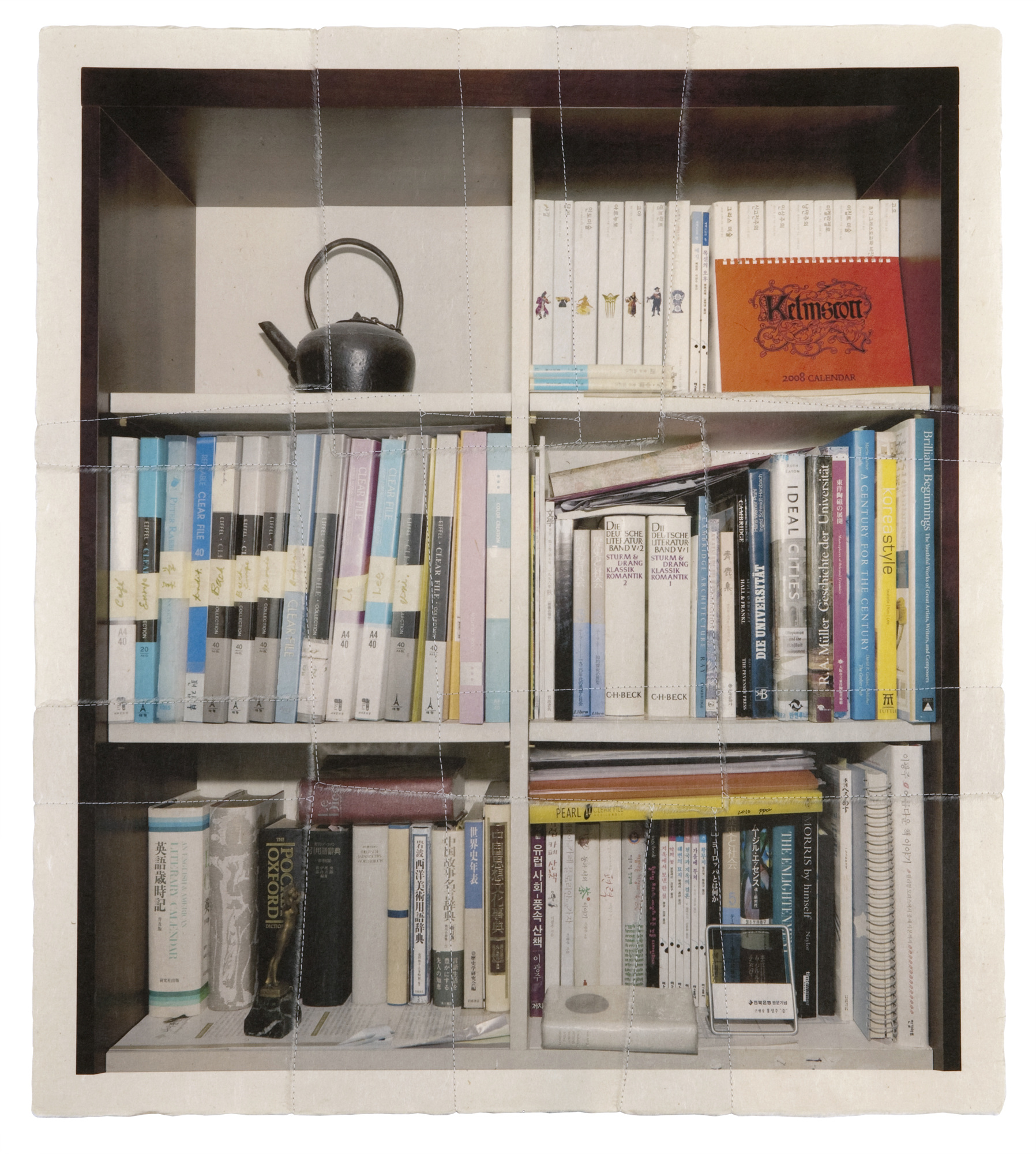 책가도038_프린트된 한지에 손바느질_81cm×70cm_2010