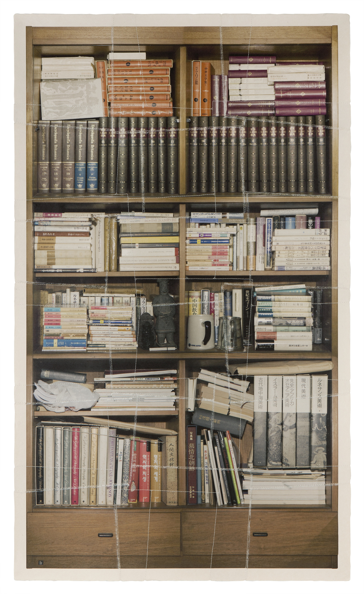 책가도039-3_프린트된 한지에 손바느질_148cm×89cm_2013