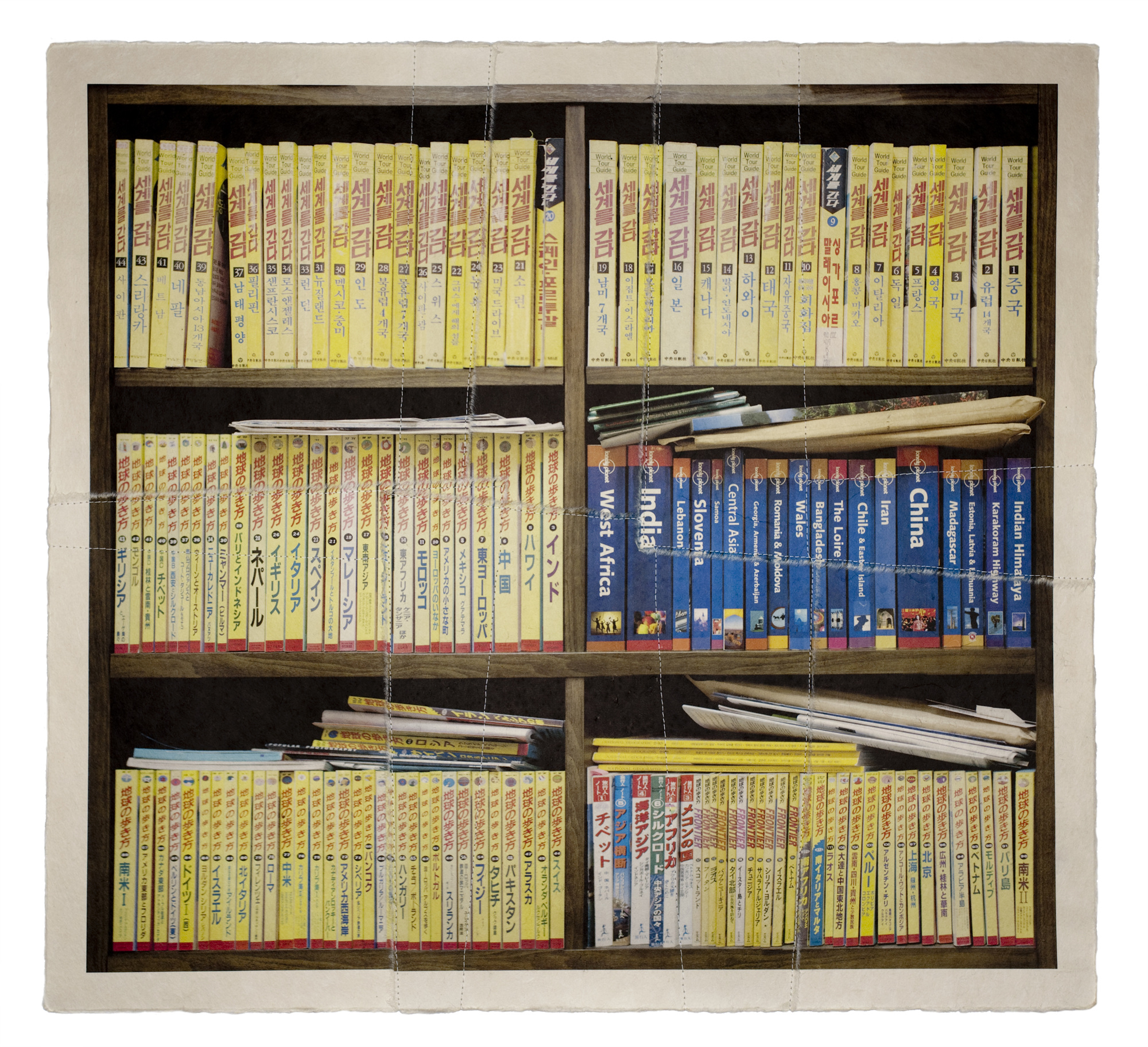 책가도043_프린트된 한지에 손바느질_74cm×80cm_2010