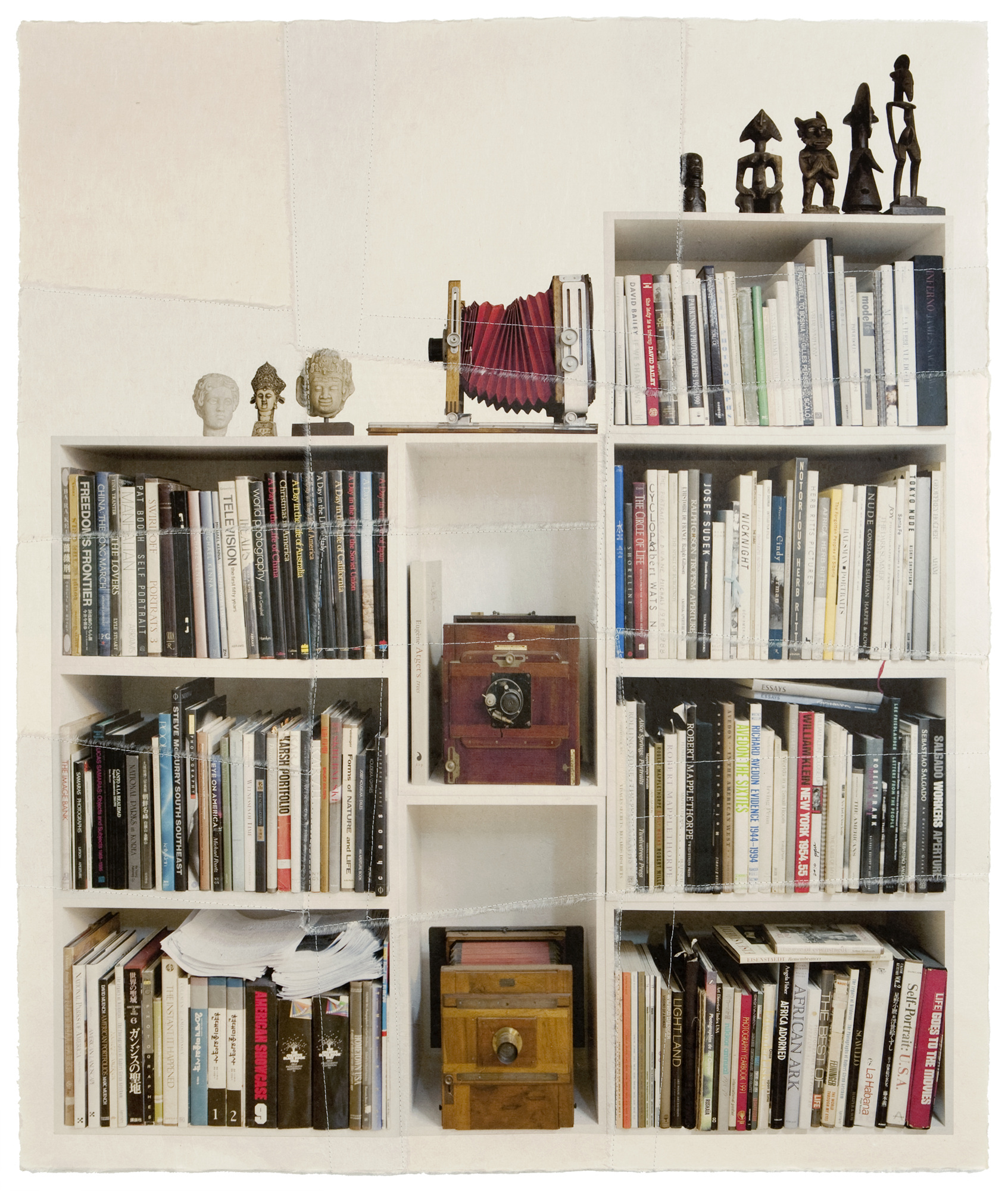 책가도045_프린트된 한지에 손바느질_104cm×88cm_2010