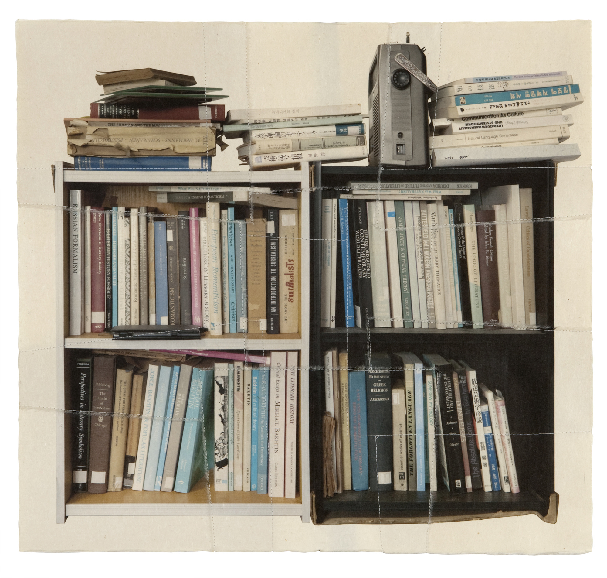 책가도047_프린트된 한지에 손바느질_69cm×71cm_2010