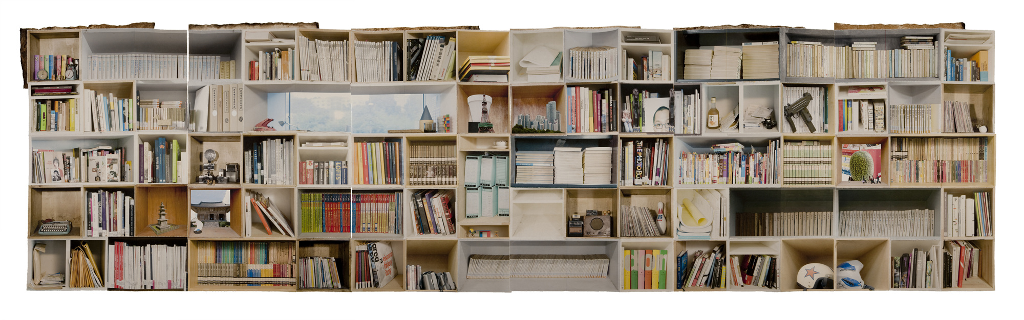 책가도049_프린트된 한지에 손바느질_150cm×540cm_2009