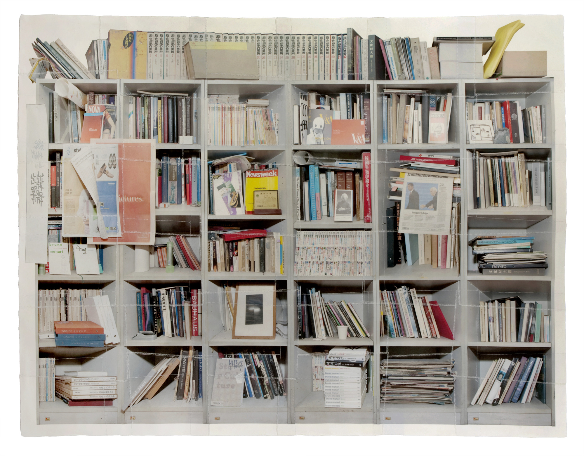 책가도061_프린트된 한지에 손바느질_145cm×197cm_2010