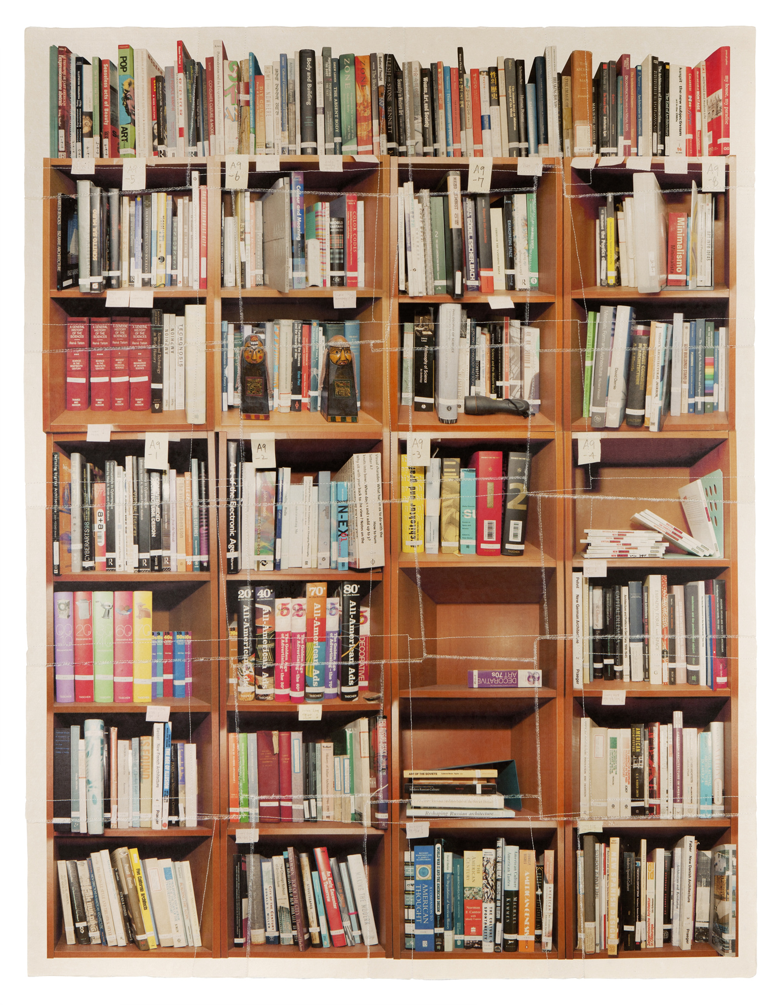 책가도076_프린트된 한지에 손바느질_157cm×121cm_2012