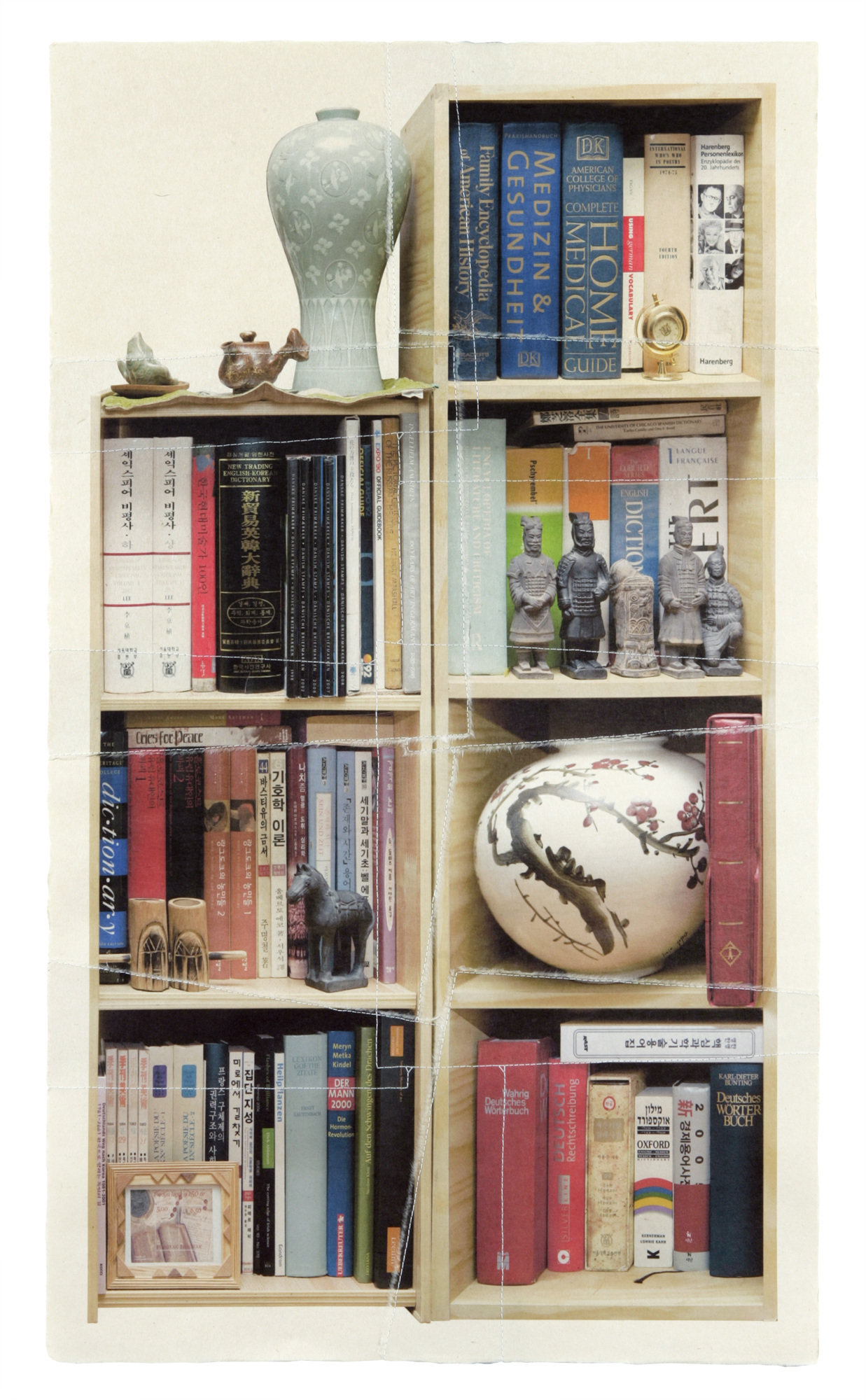 책가도082_프린트된 한지에 손바느질_101cm×58cm_2010