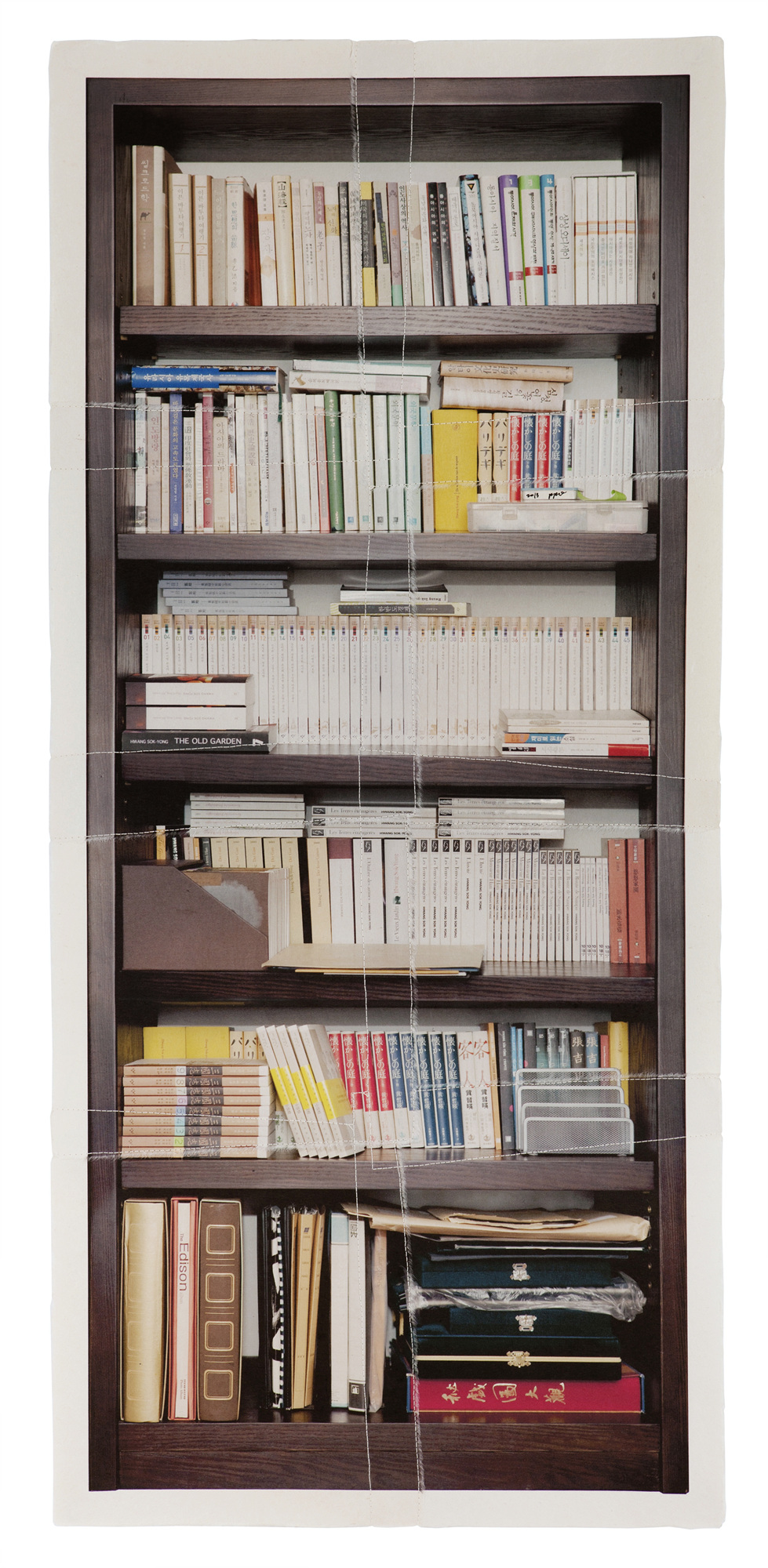 책가도092_프린트된 한지에 손바느질_130cm×59cm_2013