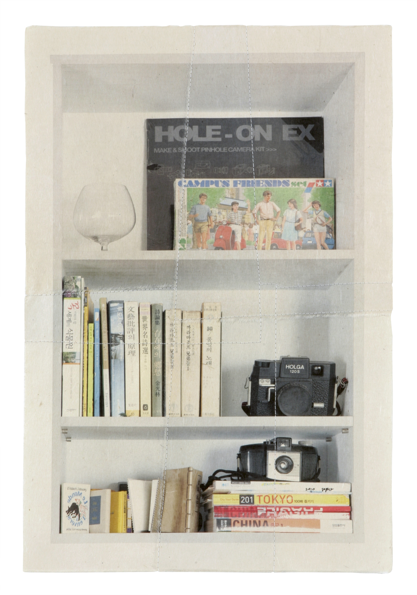 책가도097_프린트된 한지에 손바느질_60cm×41cm_2010