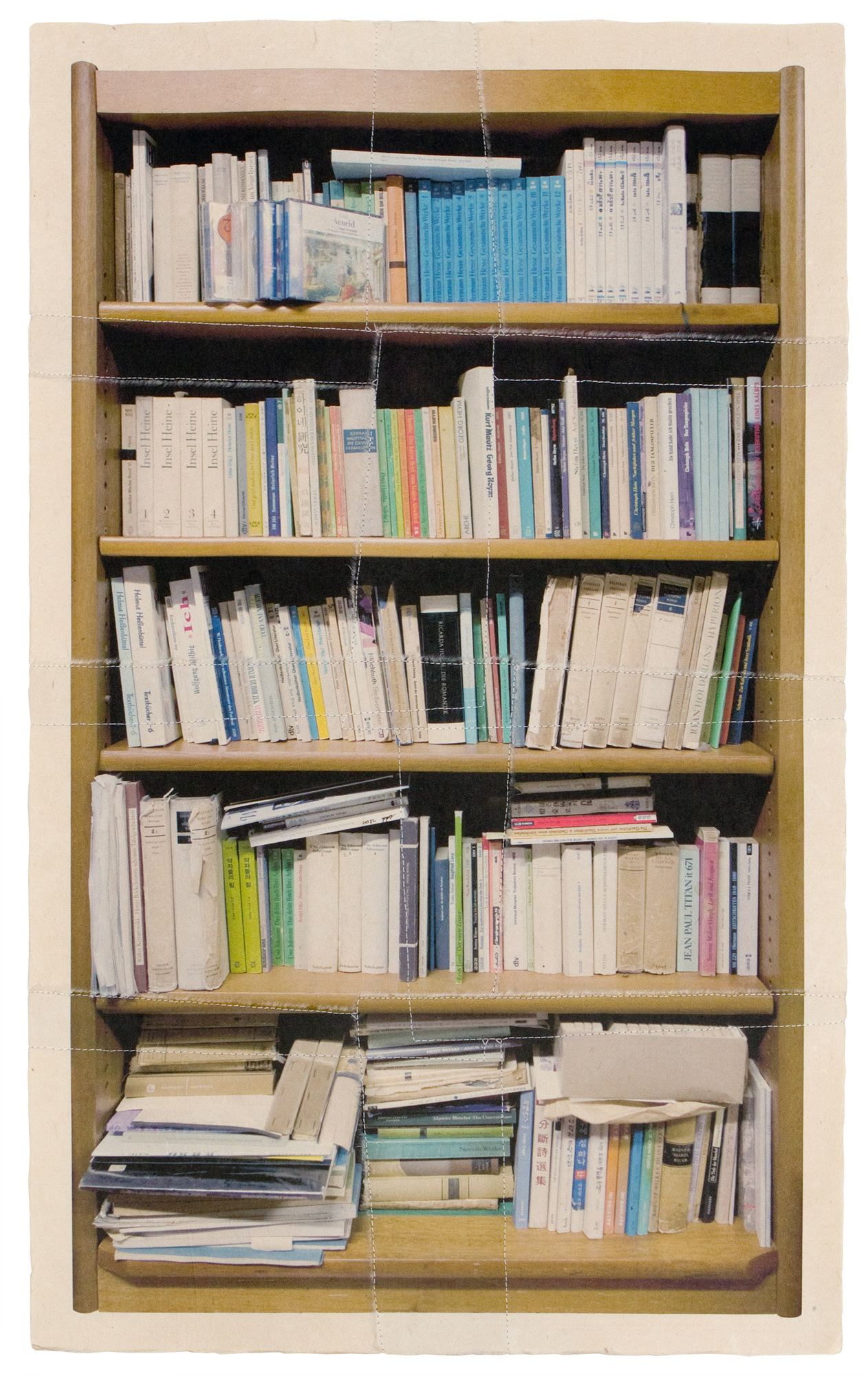 책가도115_프린트된 한지에 손바느질_102cm×61cm_2012