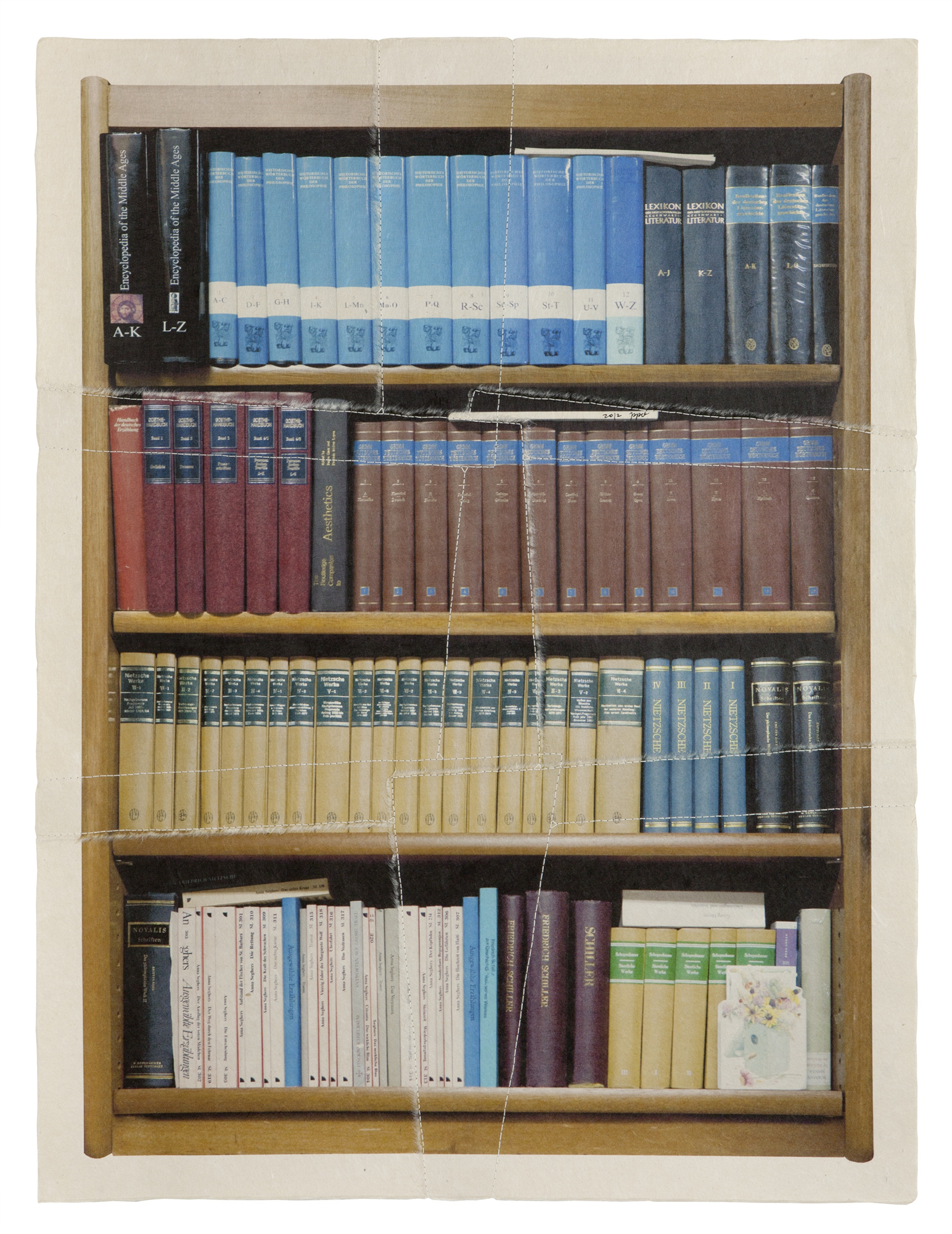 책가도116_프린트된 한지에 손바느질_80cm×60cm_2012