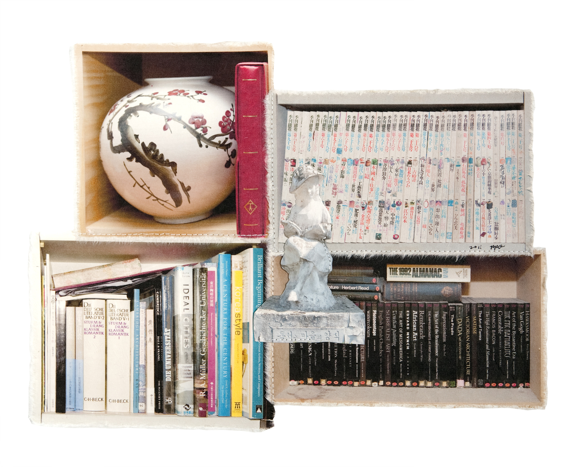 책가도128_프린트된 한지에 손바느질_30cm×40cm_2011