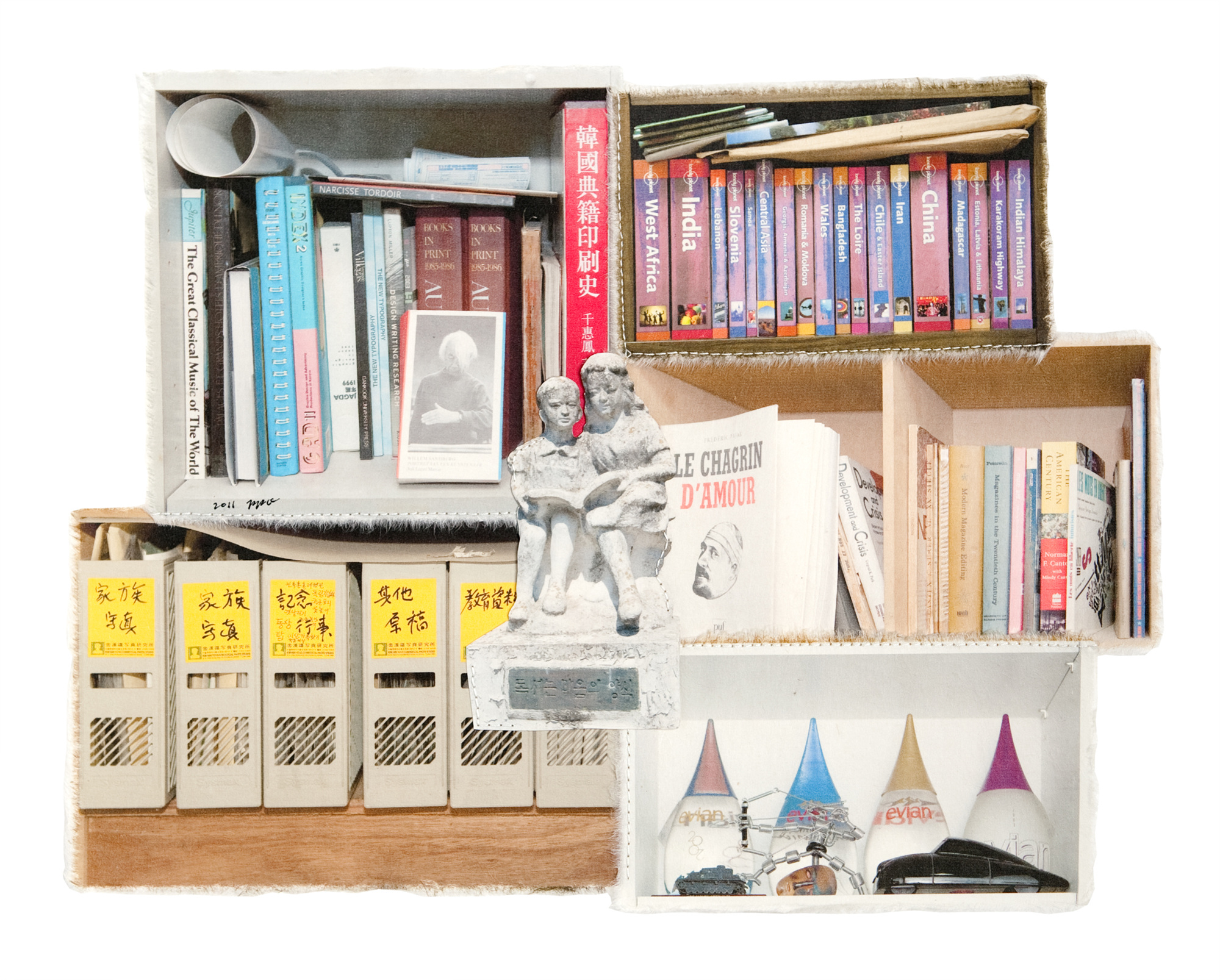 책가도129_프린트된 한지에 손바느질_32cm×41cm_2011