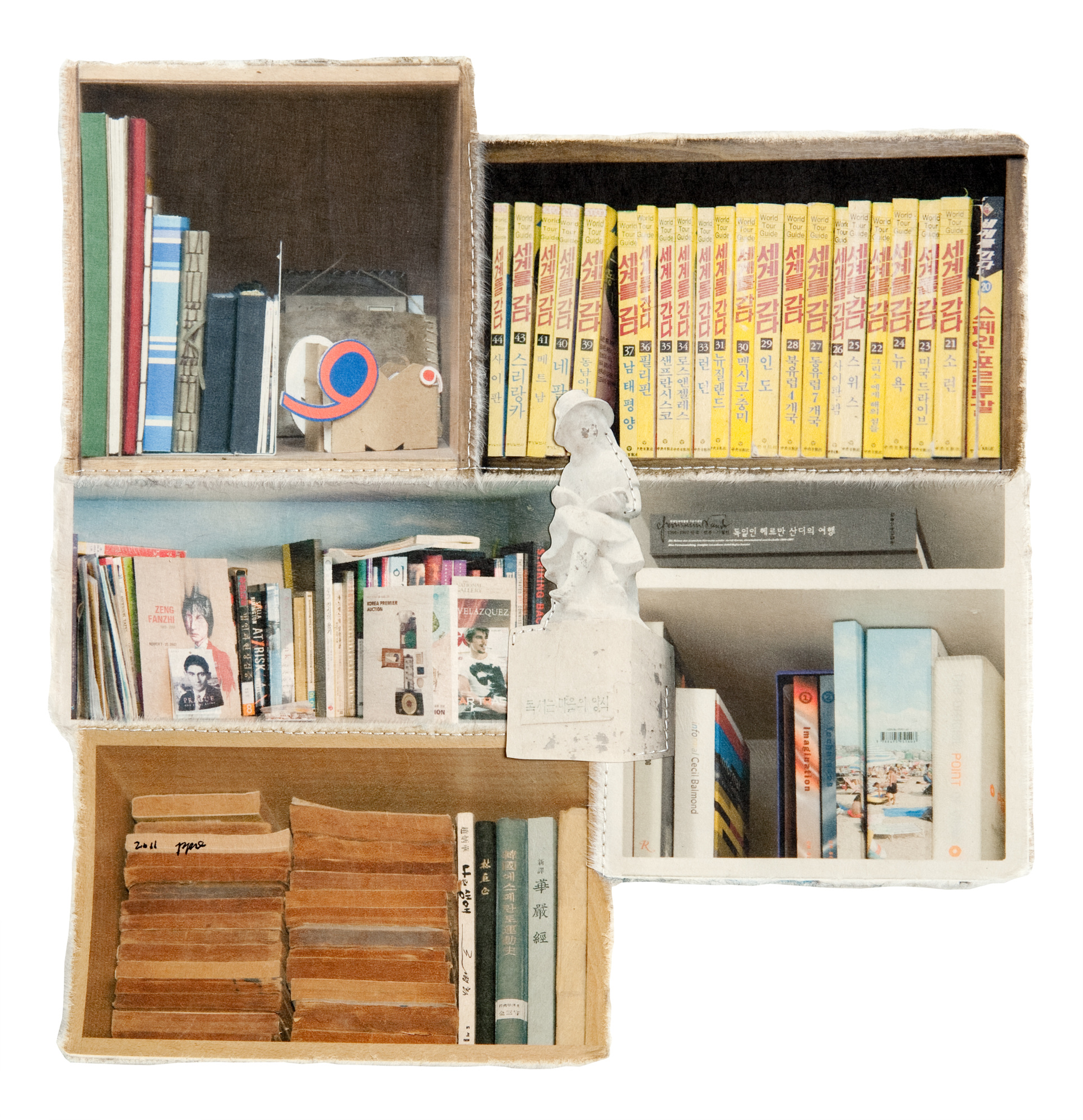 책가도133_프린트된 한지에 손바느질_36cm×35cm_2011