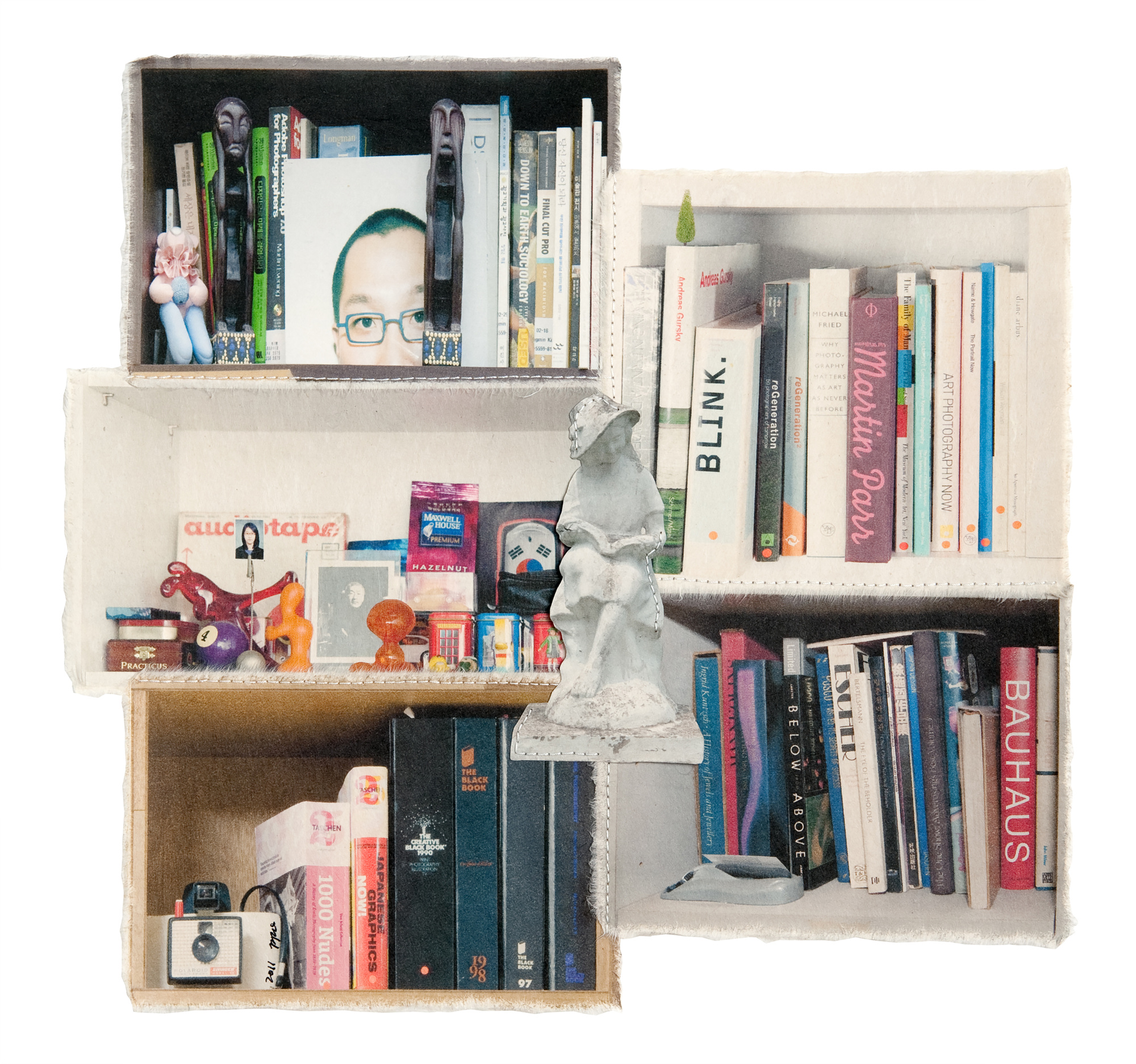 책가도135_프린트된 한지에 손바느질_35cm×37cm_2011