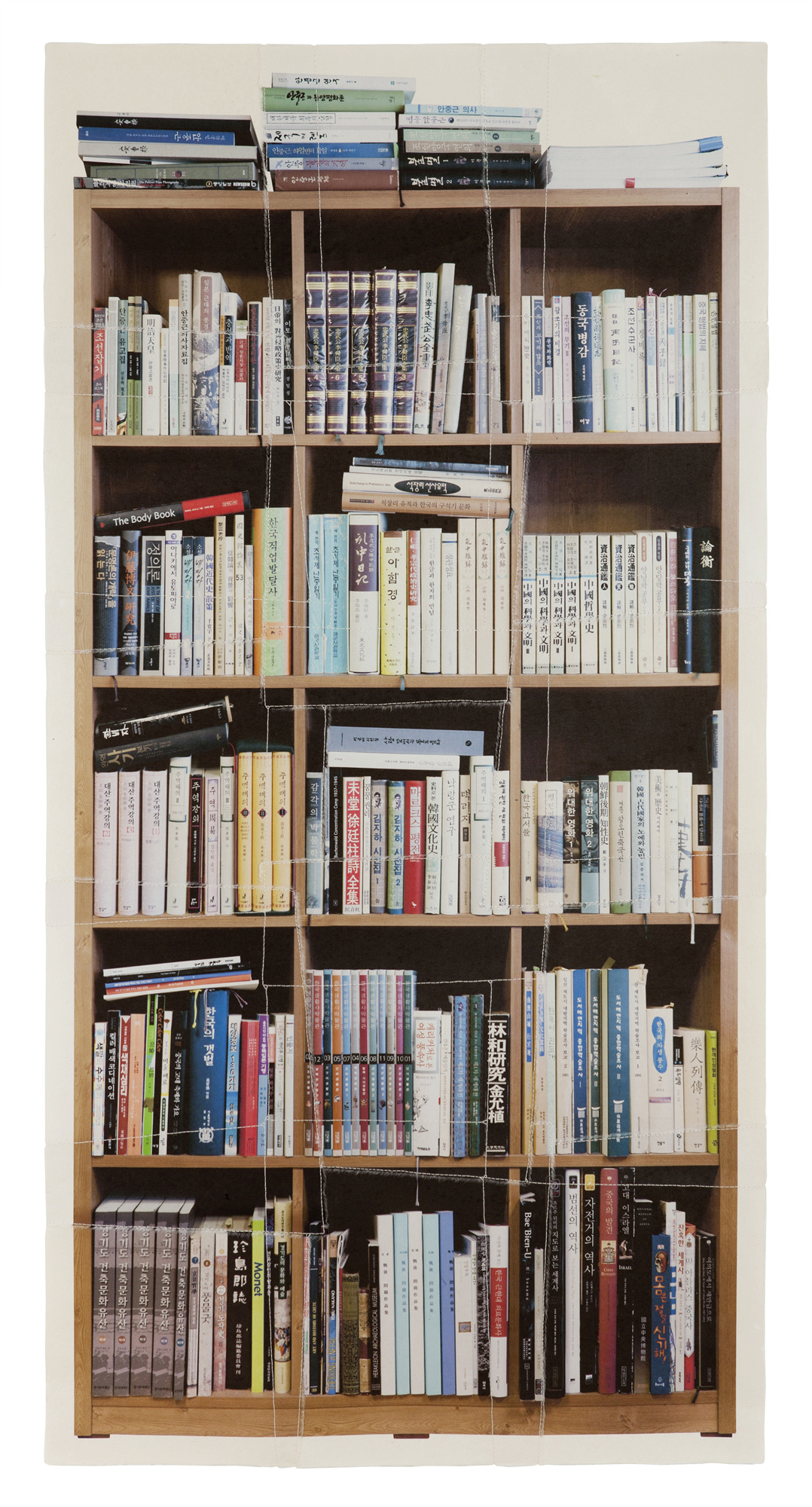 책가도154_프린트된 한지에 손바느질_154cm×79cm_2013