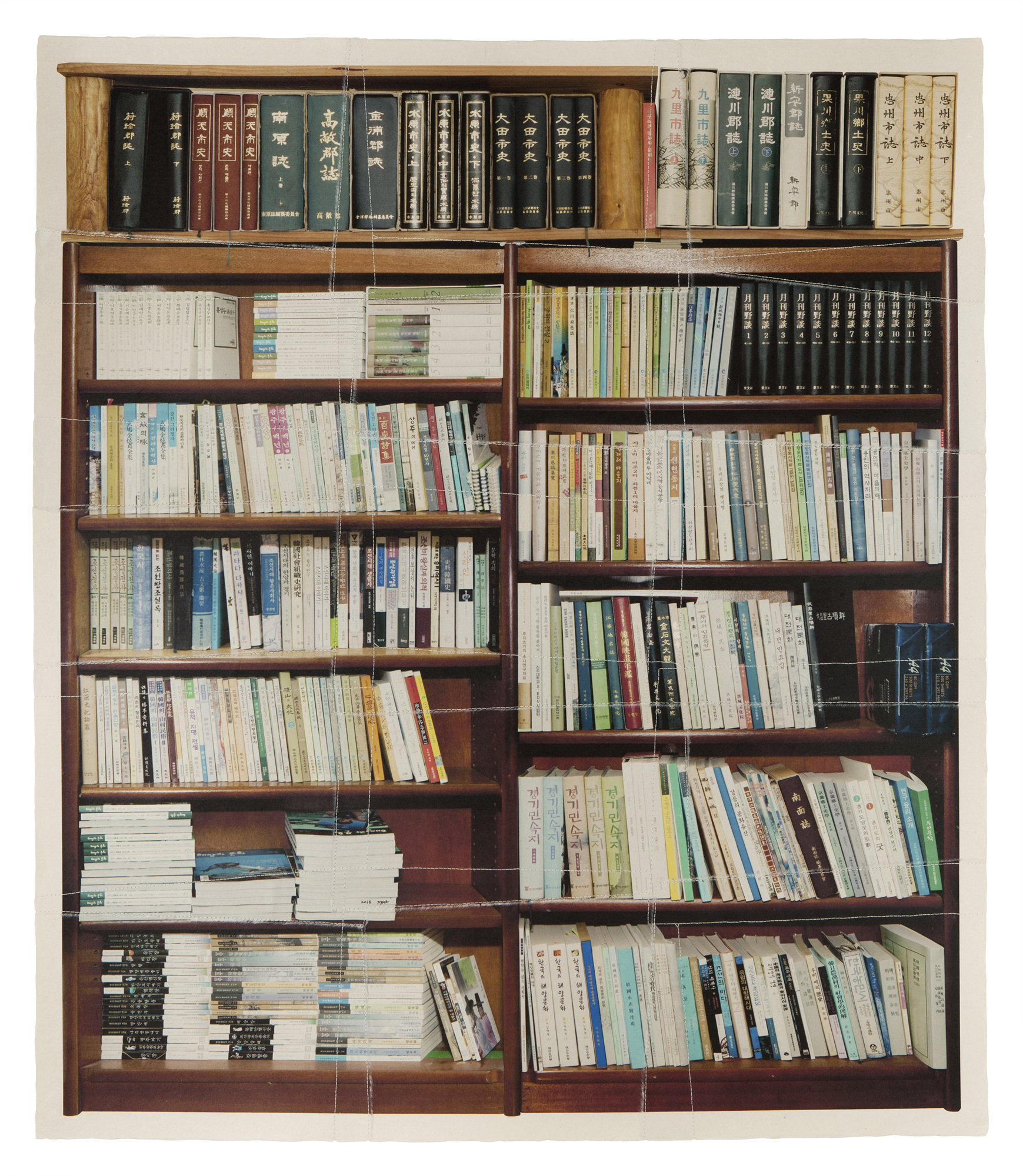 책가도157_프린트된 한지에 손바느질_126cm×110cm_2013