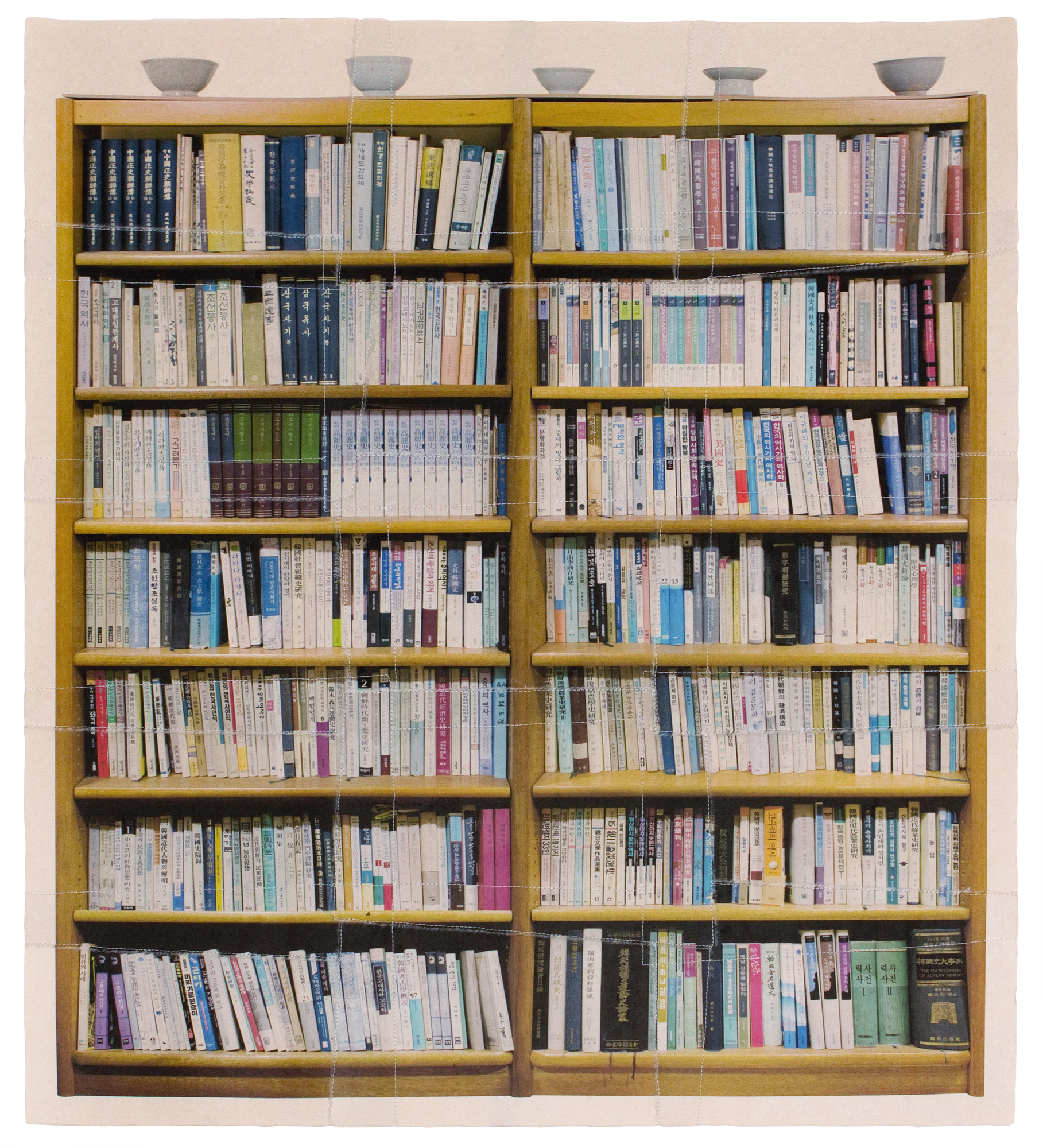 책가도161_프린트된 한지에 손바느질_118cm×100cm_2012