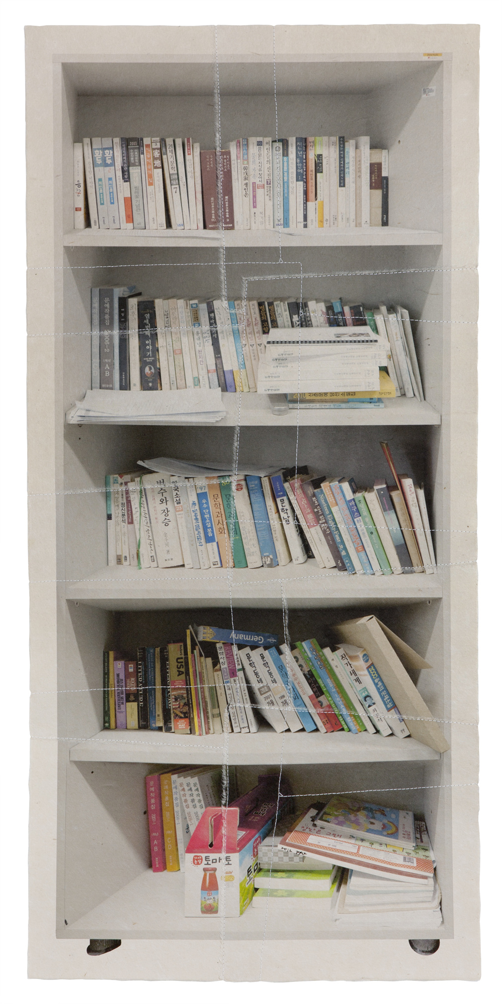 책가도164_프린트된 한지에 손바느질_108cm×52cm_2012