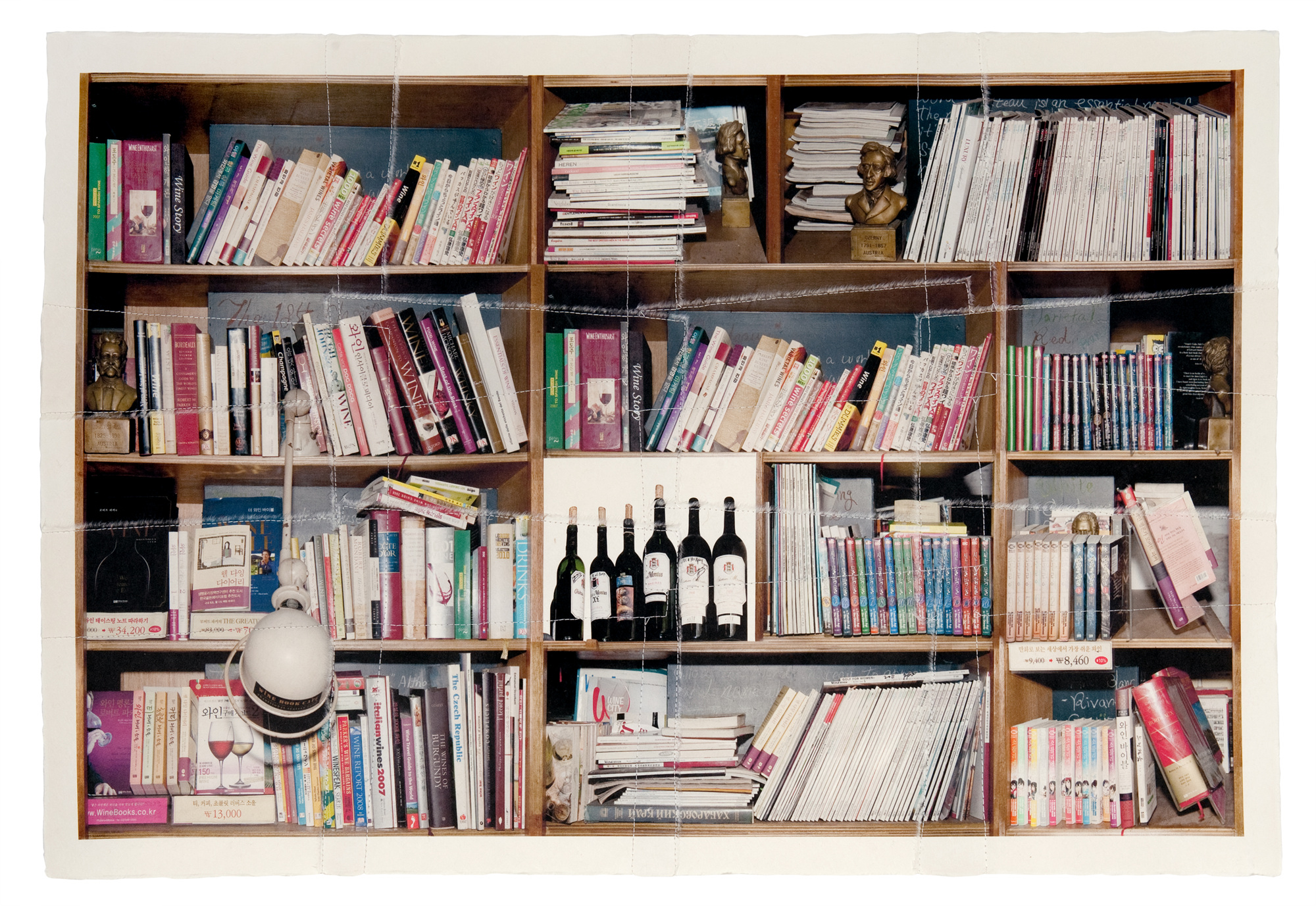 책가도168_프린트된 한지에 손바느질_66cm×100cm_2011