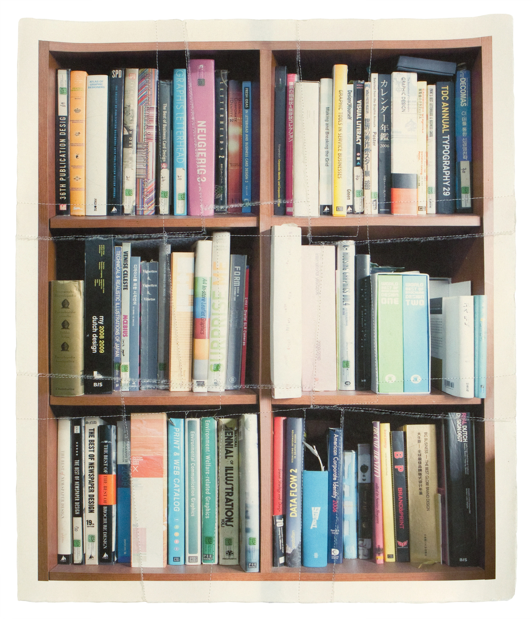 책가도172_프린트된 한지에 손바느질_84cm×71cm_2012