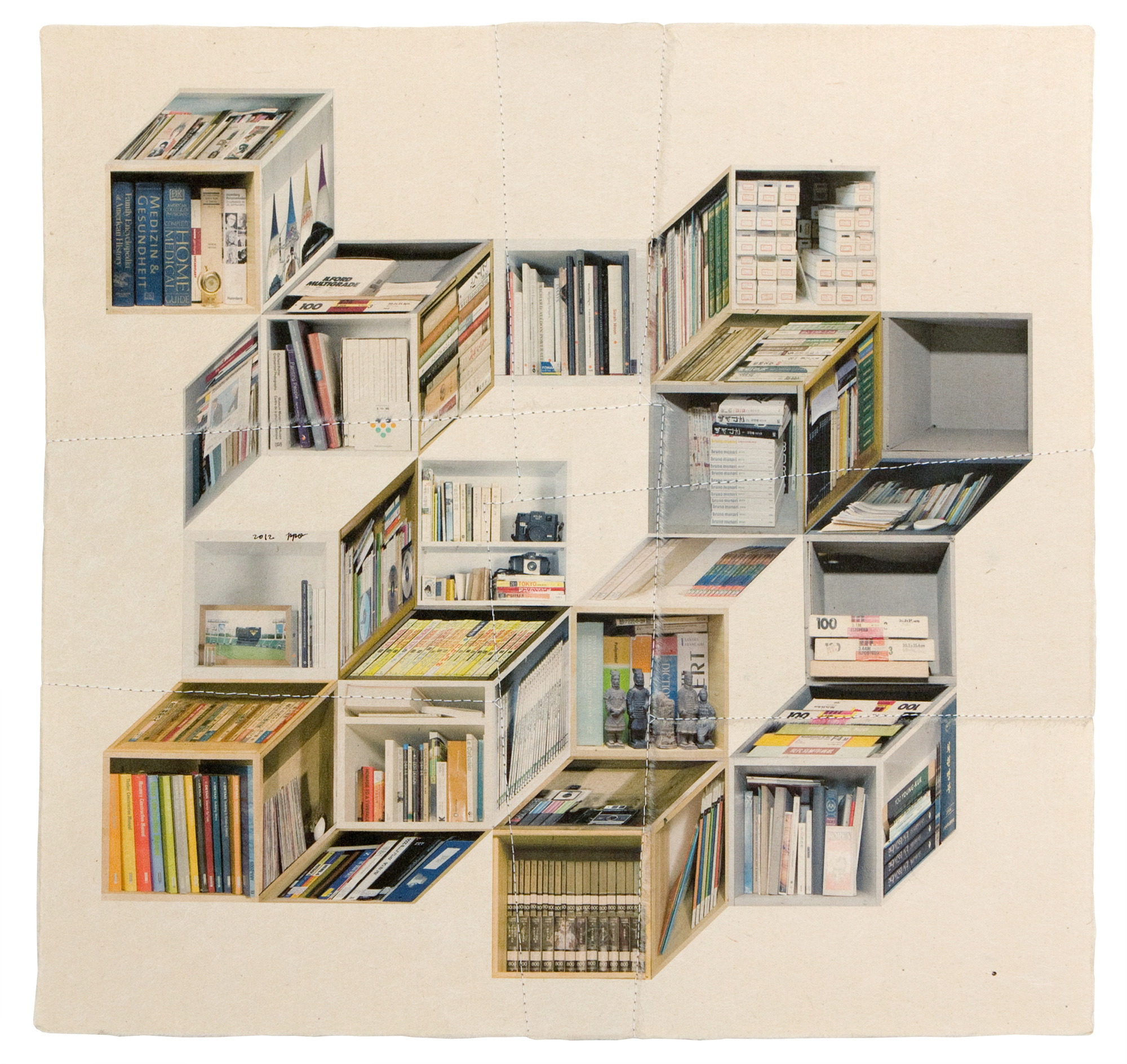 책가도174_프린트된 한지에 손바느질_53cm×53cm_2012