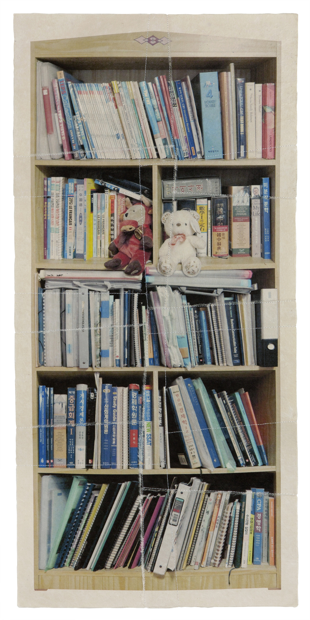 책가도178_프린트된 한지에 손바느질_112cm×53cm_2012