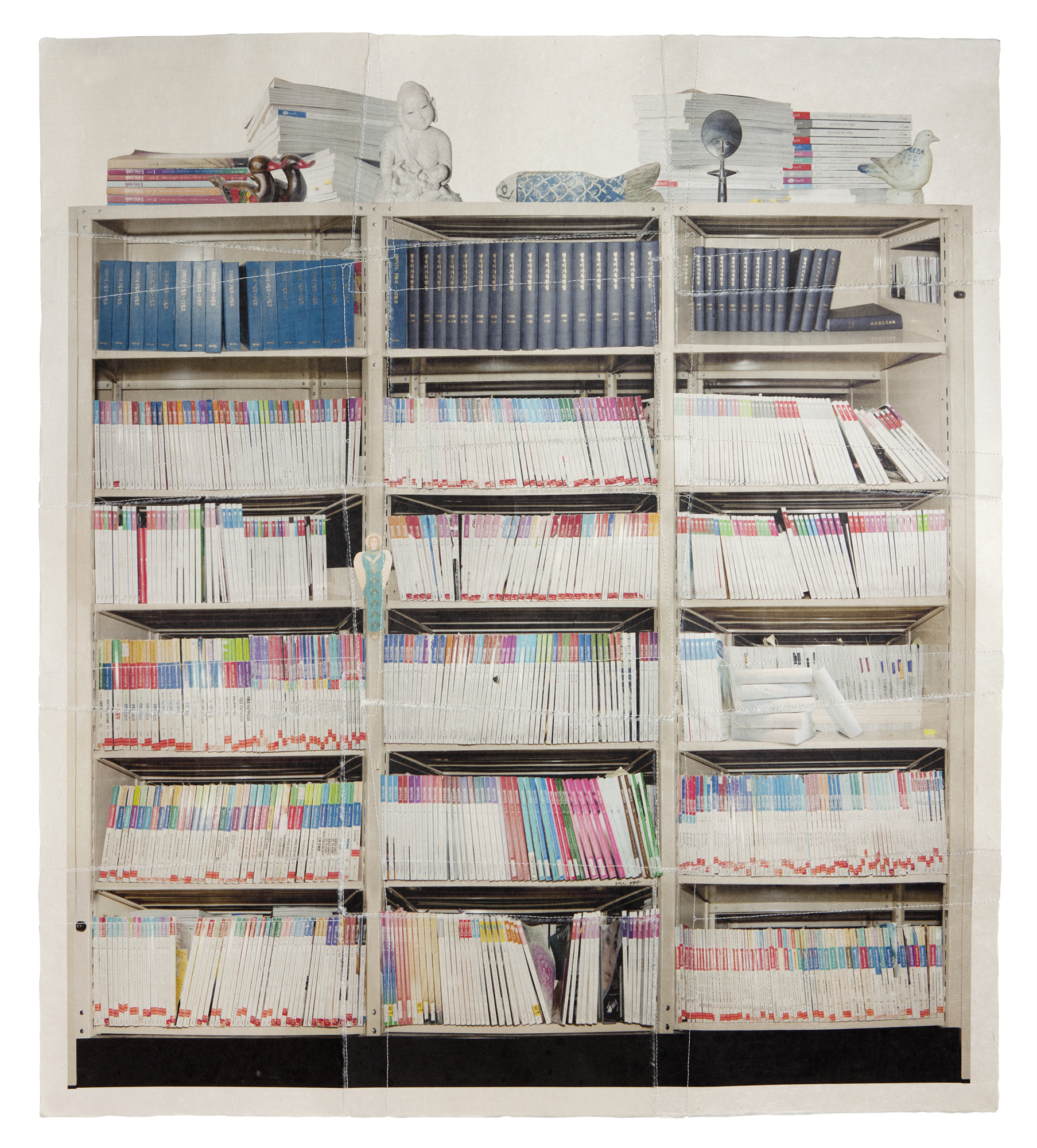 책가도195_프린트된 한지에 손바느질_119cm×106cm_2012