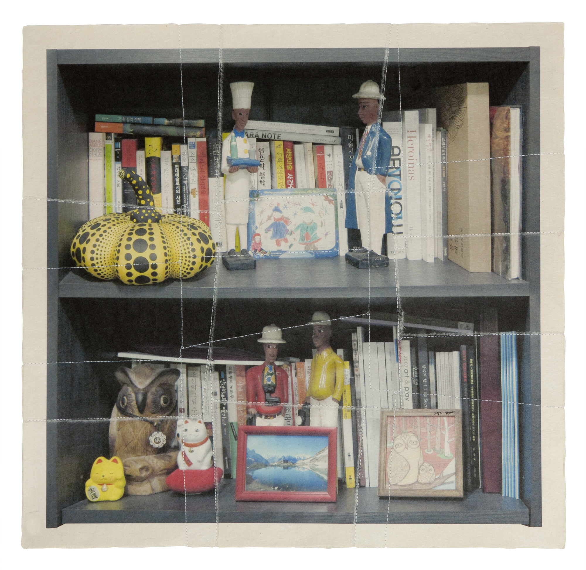 책가도197_프린트된 한지에 손바느질_69cm×71cm_2012