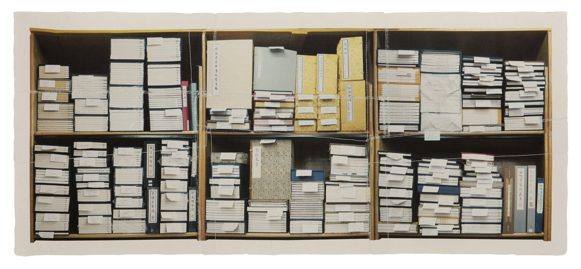 책가도218_프린트된 한지에 손바느질_48cm×111cm_2013