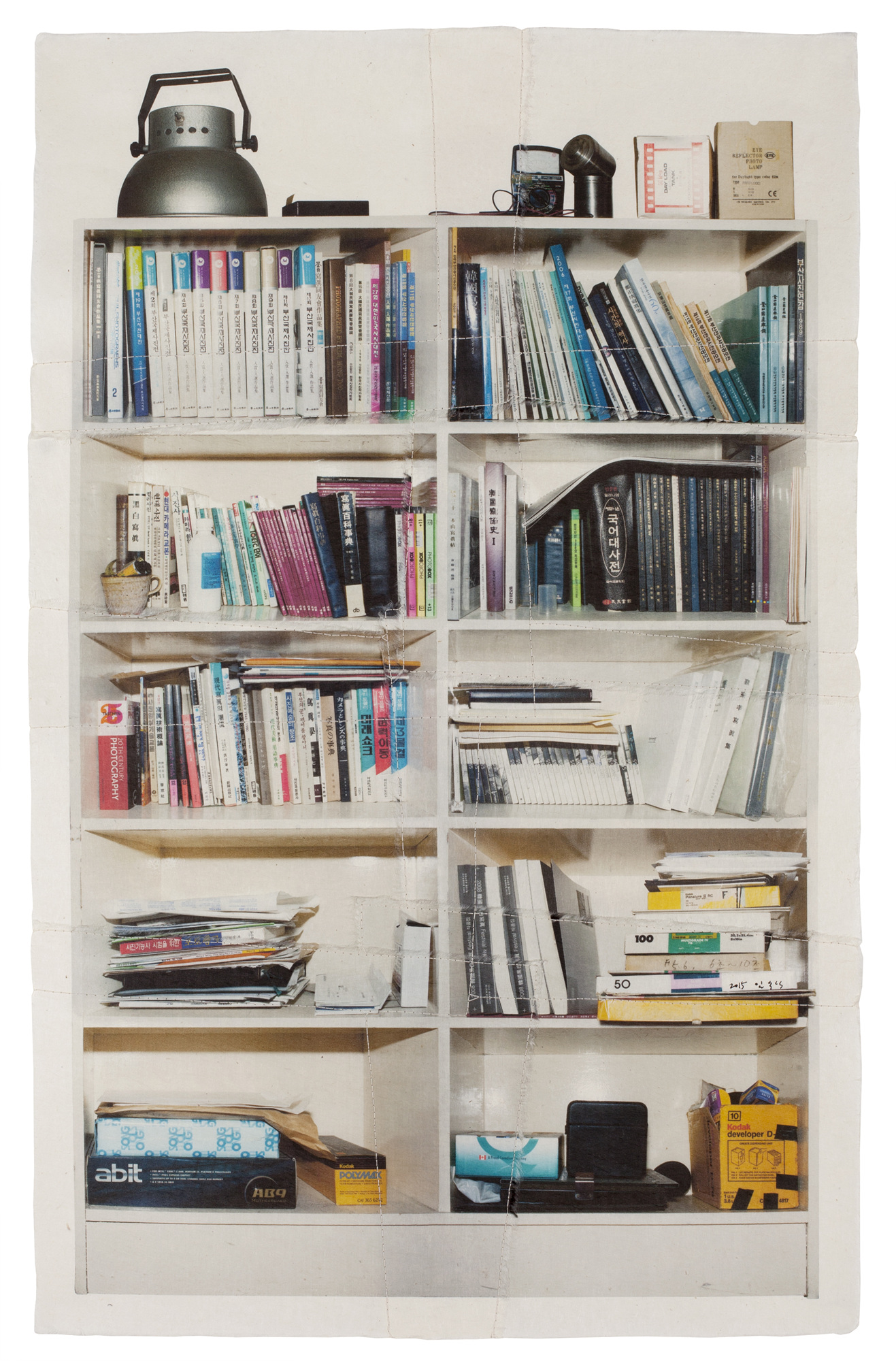 책가도257_프린트된 한지에 손바느질_96cm×61cm_2015