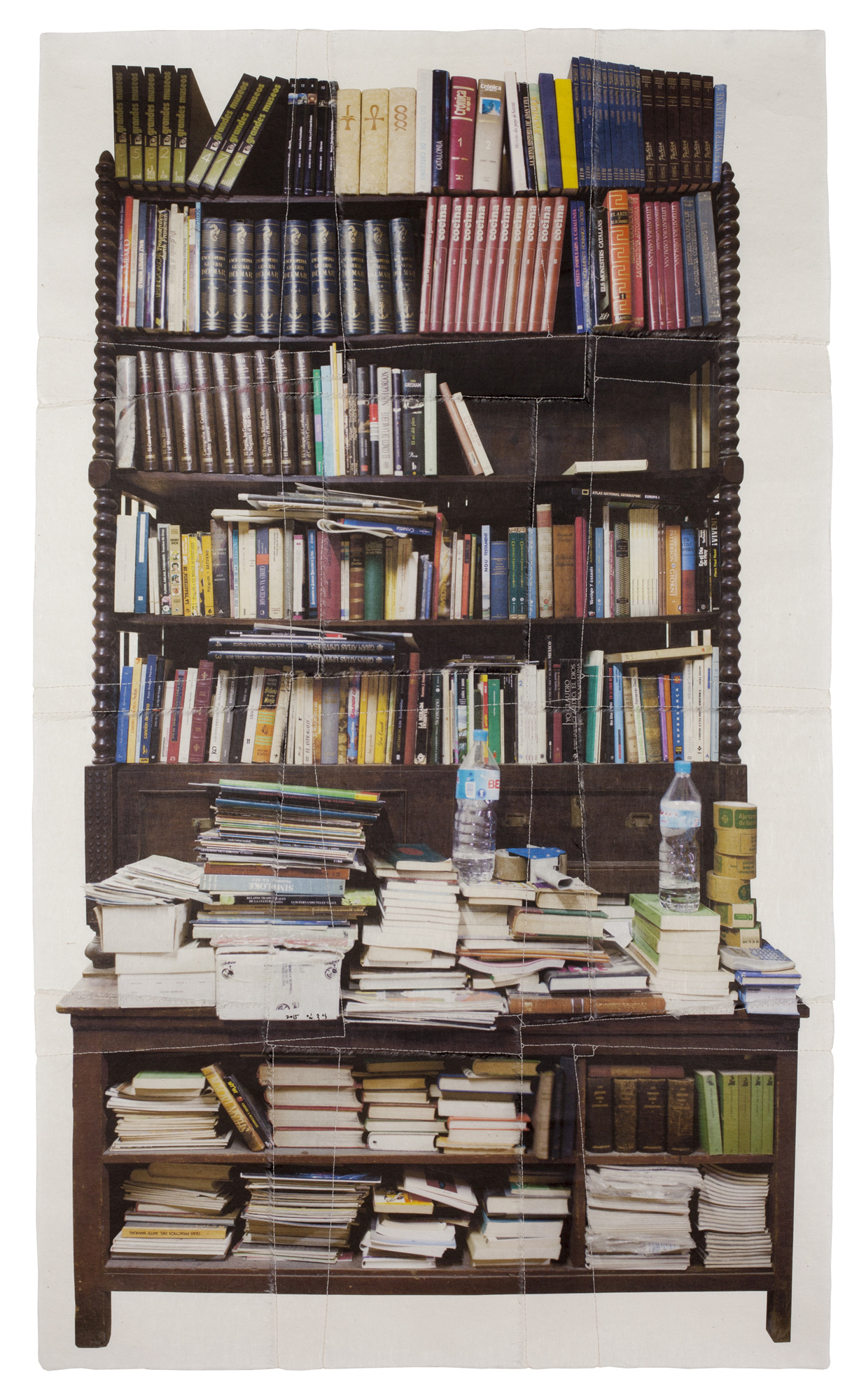 책가도264_프린트된 한지에 손바느질_136cm×79cm_2015