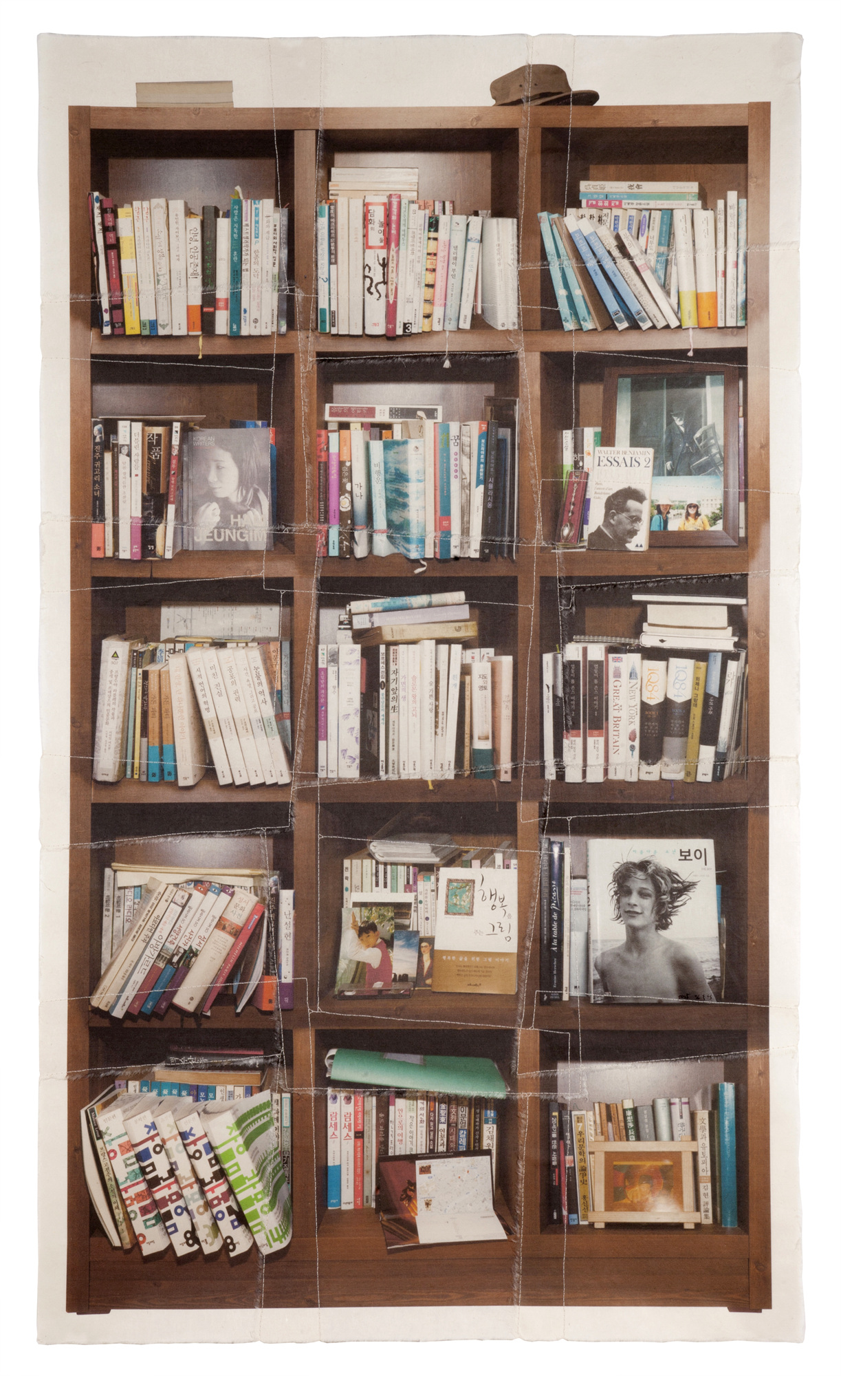 책가도277_프린트된 한지에 손바느질_135cm×80cm_2015