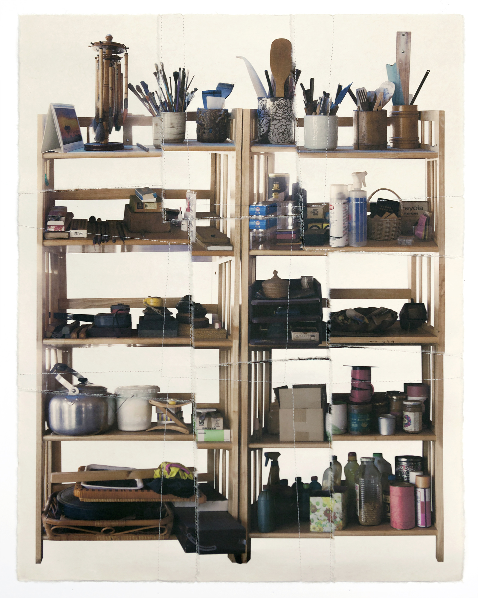 책가도285_96cmX74cm_프린트된 한지에 손바느질_2014