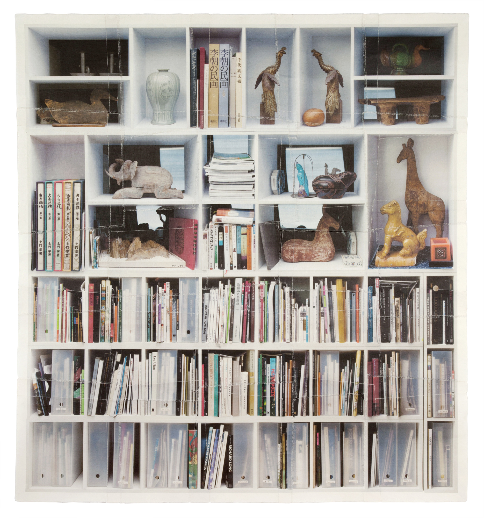 책가도292_프린트된 한지에 손바느질_150cm×142cm_2015