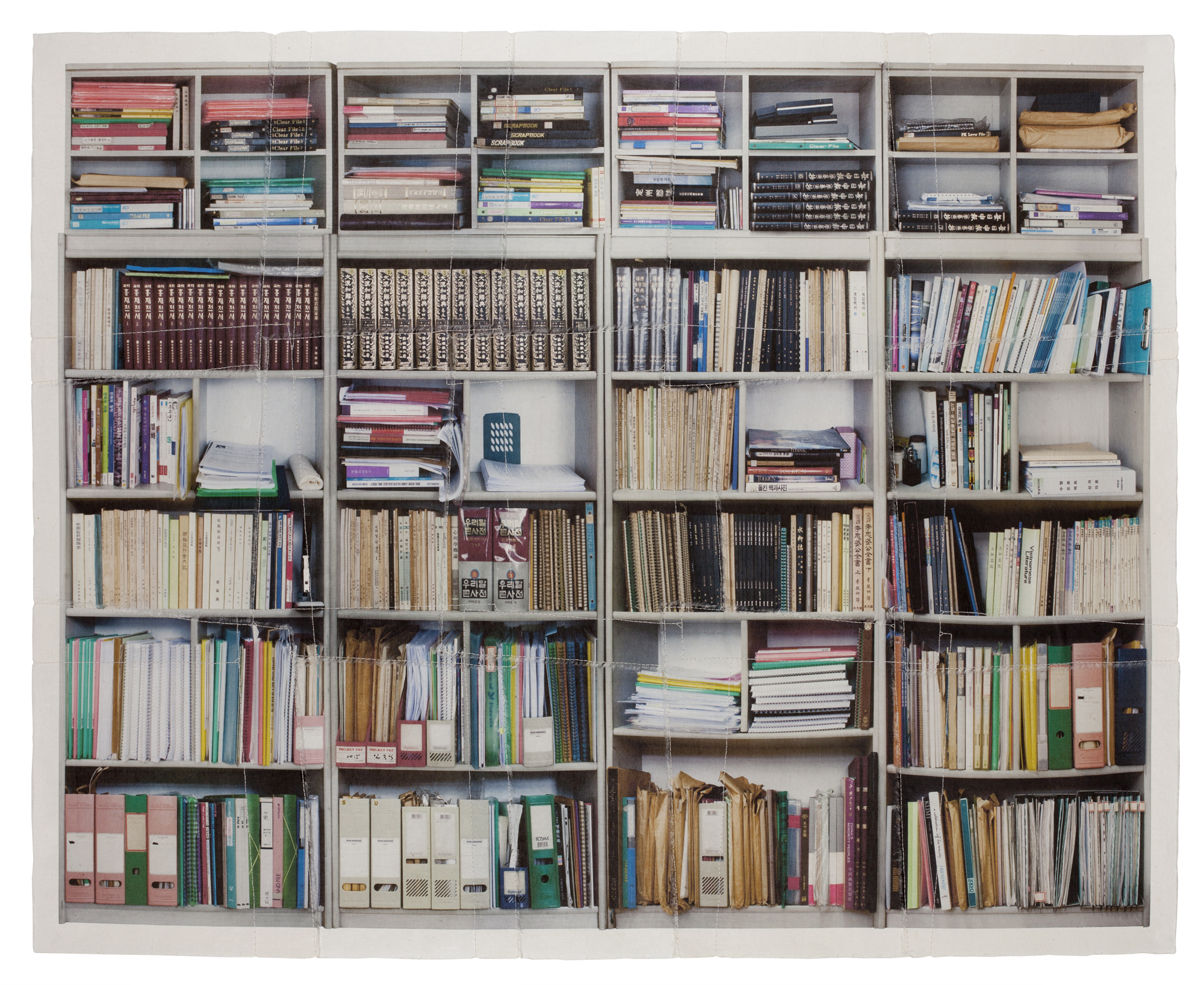 책가도318_프린트된 한지에 손바느질_102cm×126cm_2015