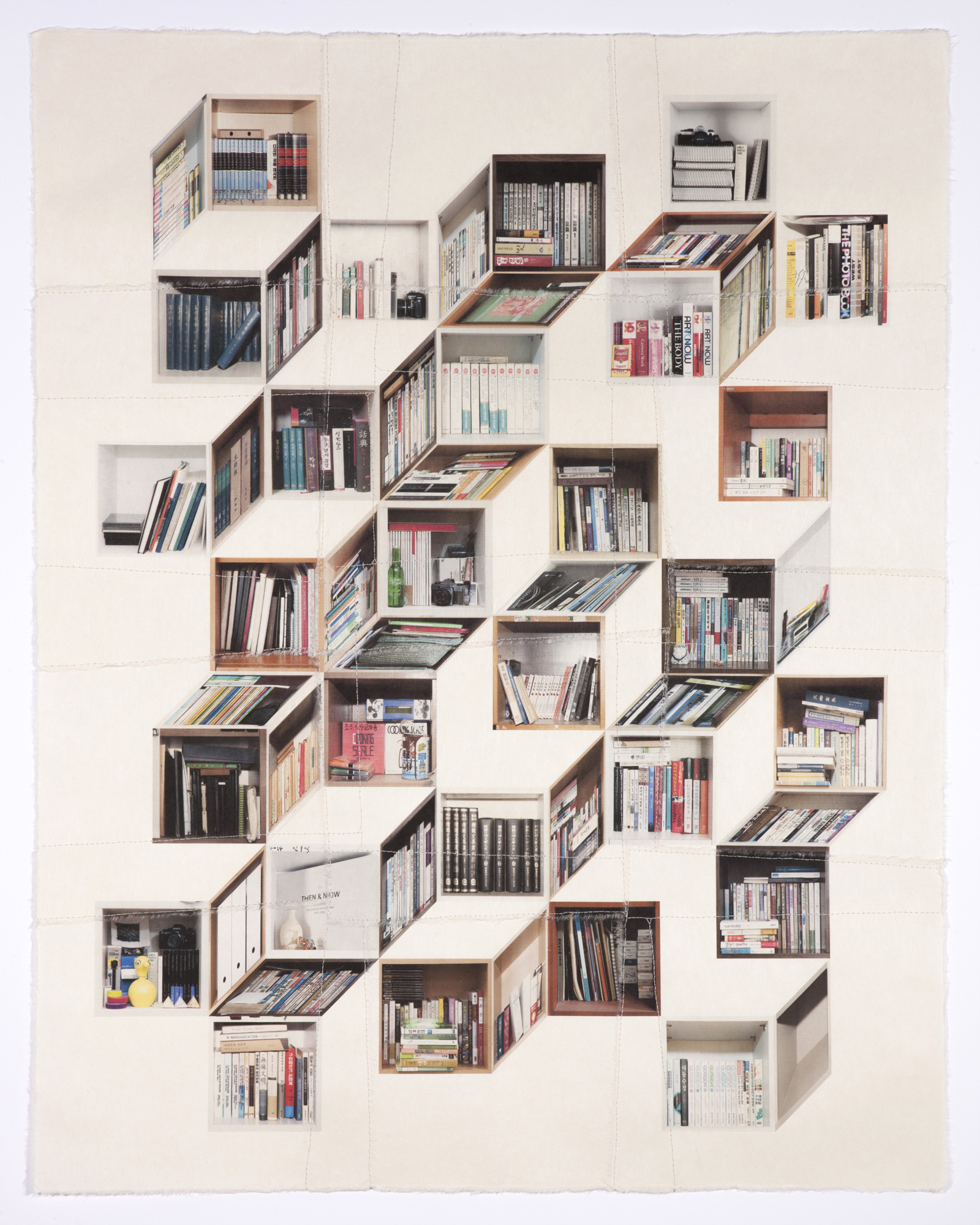 책가도326_100cmX80cm_프린트된 한지에 손바느질_2014